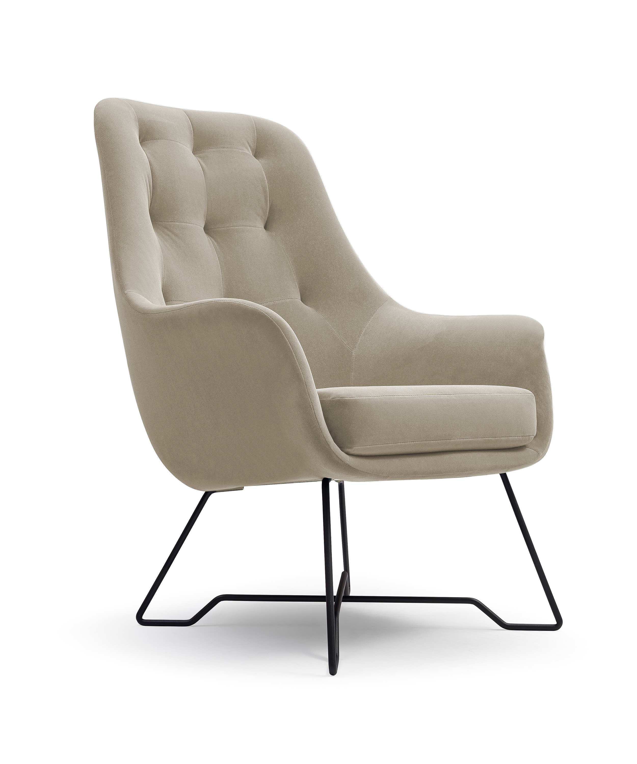 Fotel kubełkowy Meknes beżowy velvet łatwoczyszczący