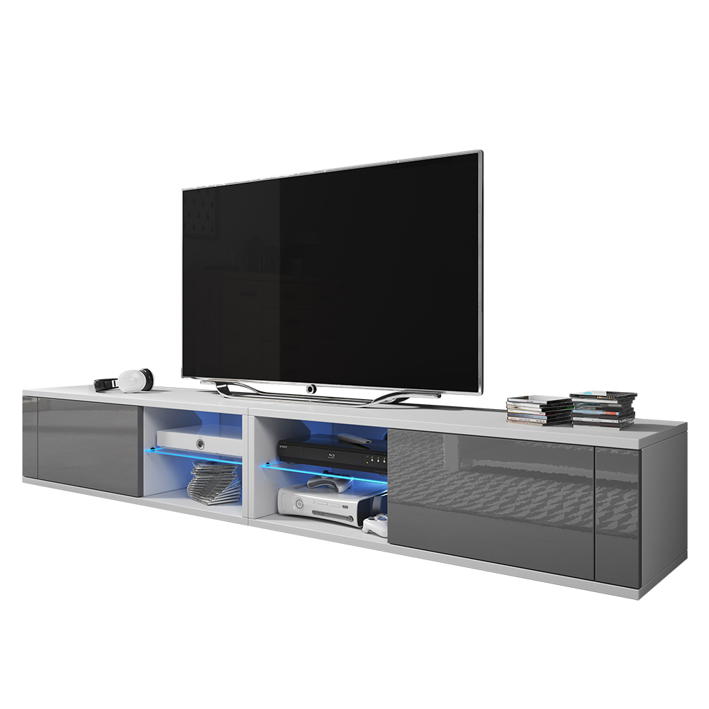 Szafka RTV Elegant 2 Double biały mat/szary połysk