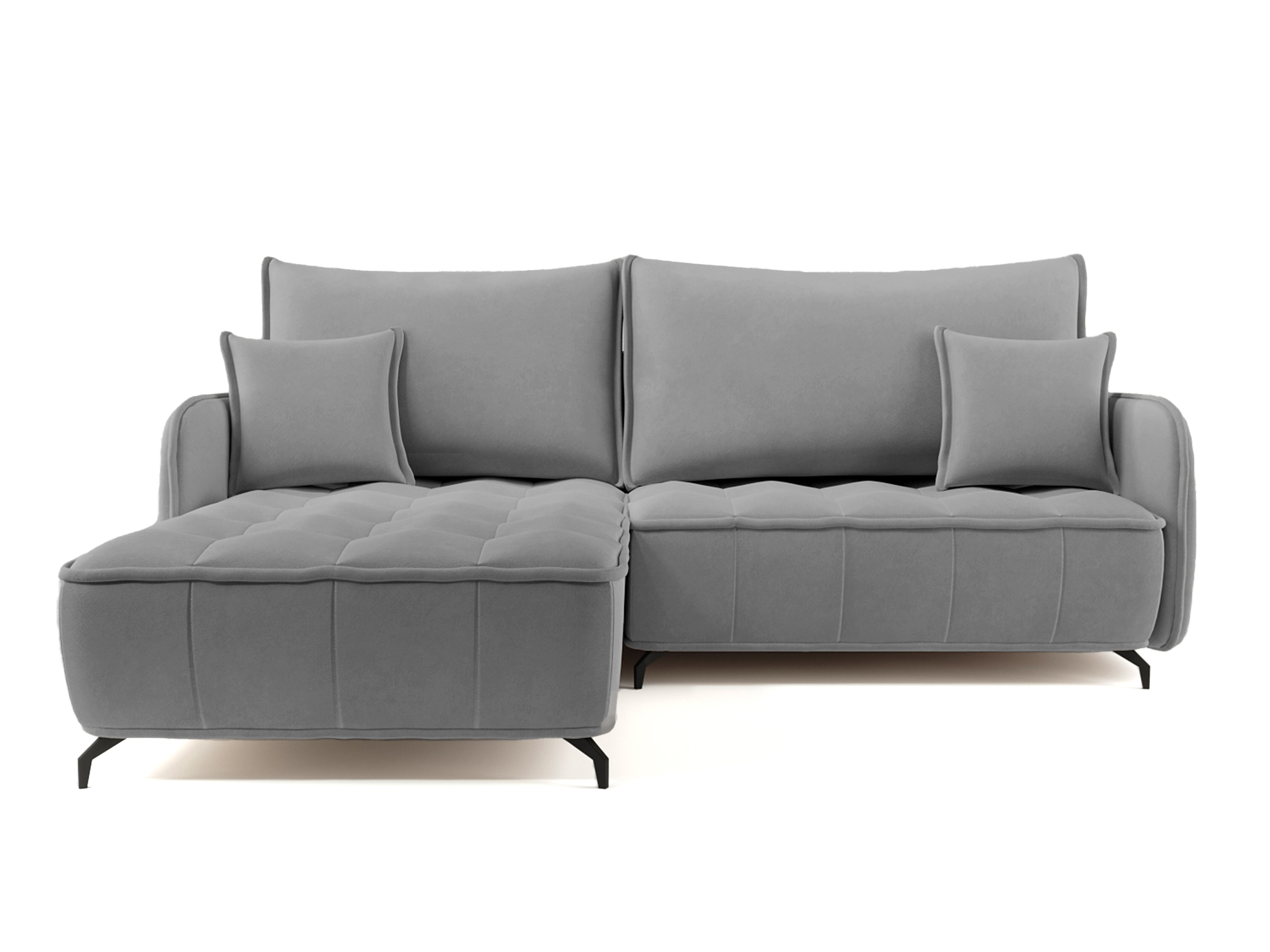 Narożnik z funkcją spania Arandes L-kształtny z pojemnikiem szary velvet łatwoczyszczący lewostronny