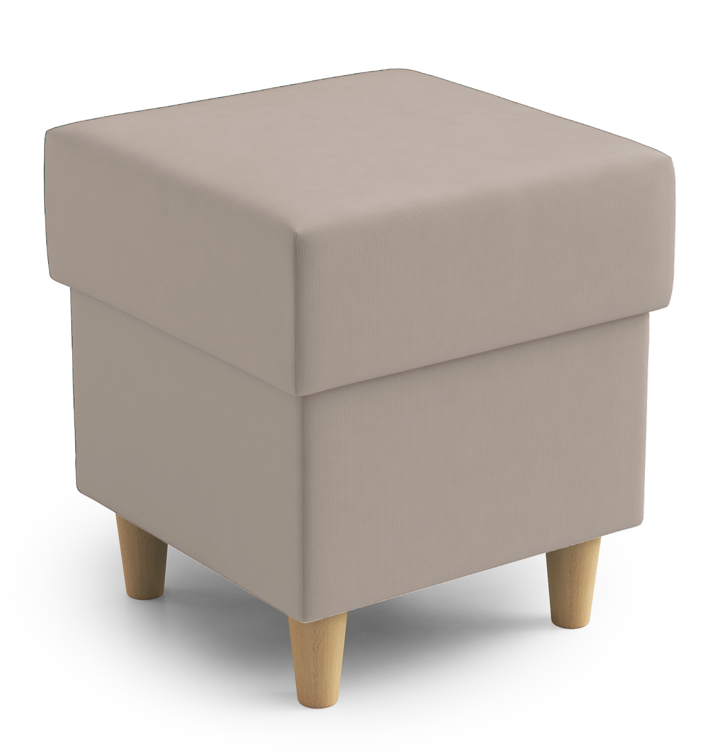 Pufa na drewnianych nóżkach Hotlinds Mini szarobeżowa welur - zdjęcie 1