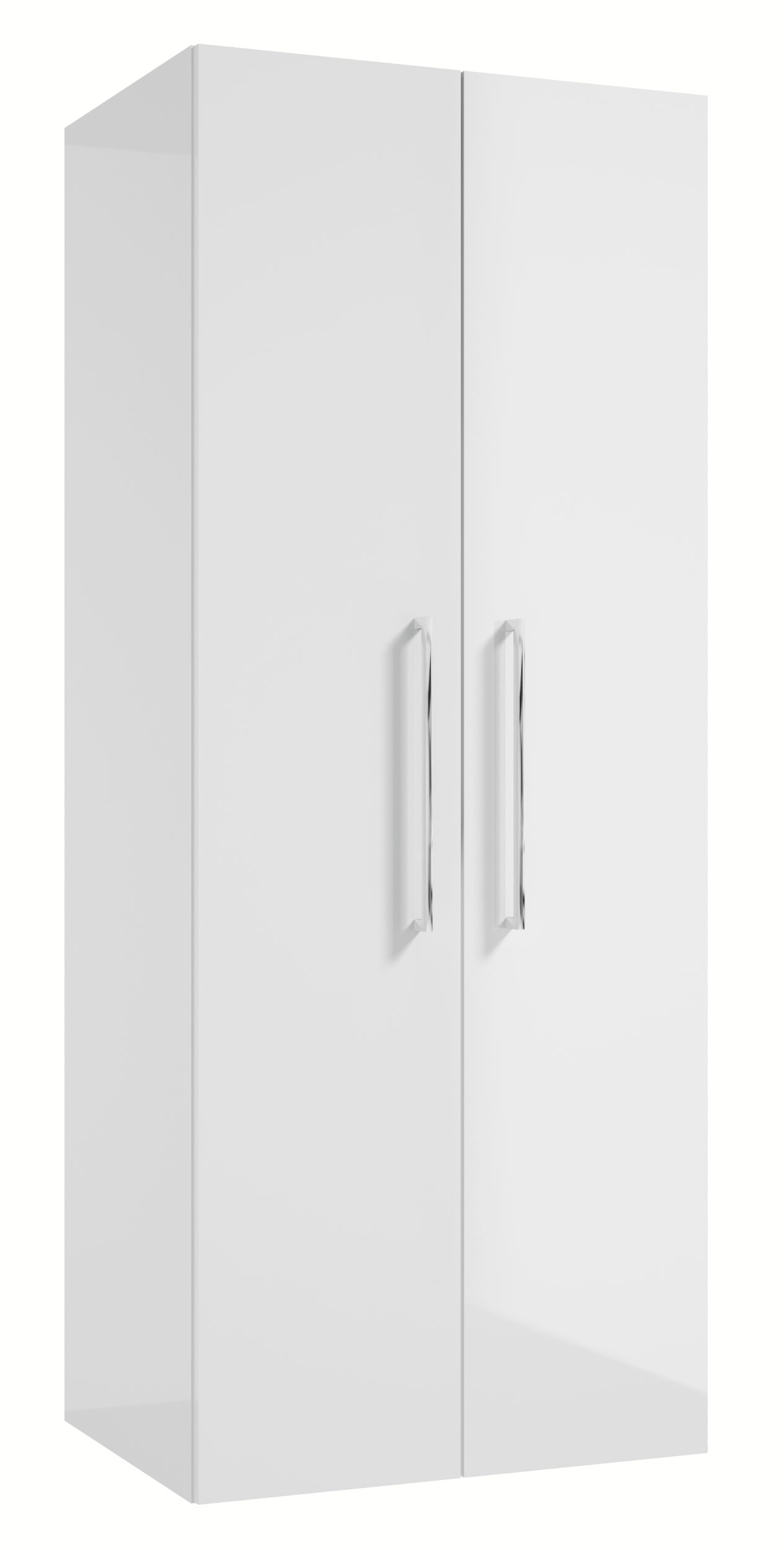 Regał łazienkowy Modullac 60 cm dwudrzwiowy wiszący biały połysk ze srebrnymi uchwytami - zdjęcie 1