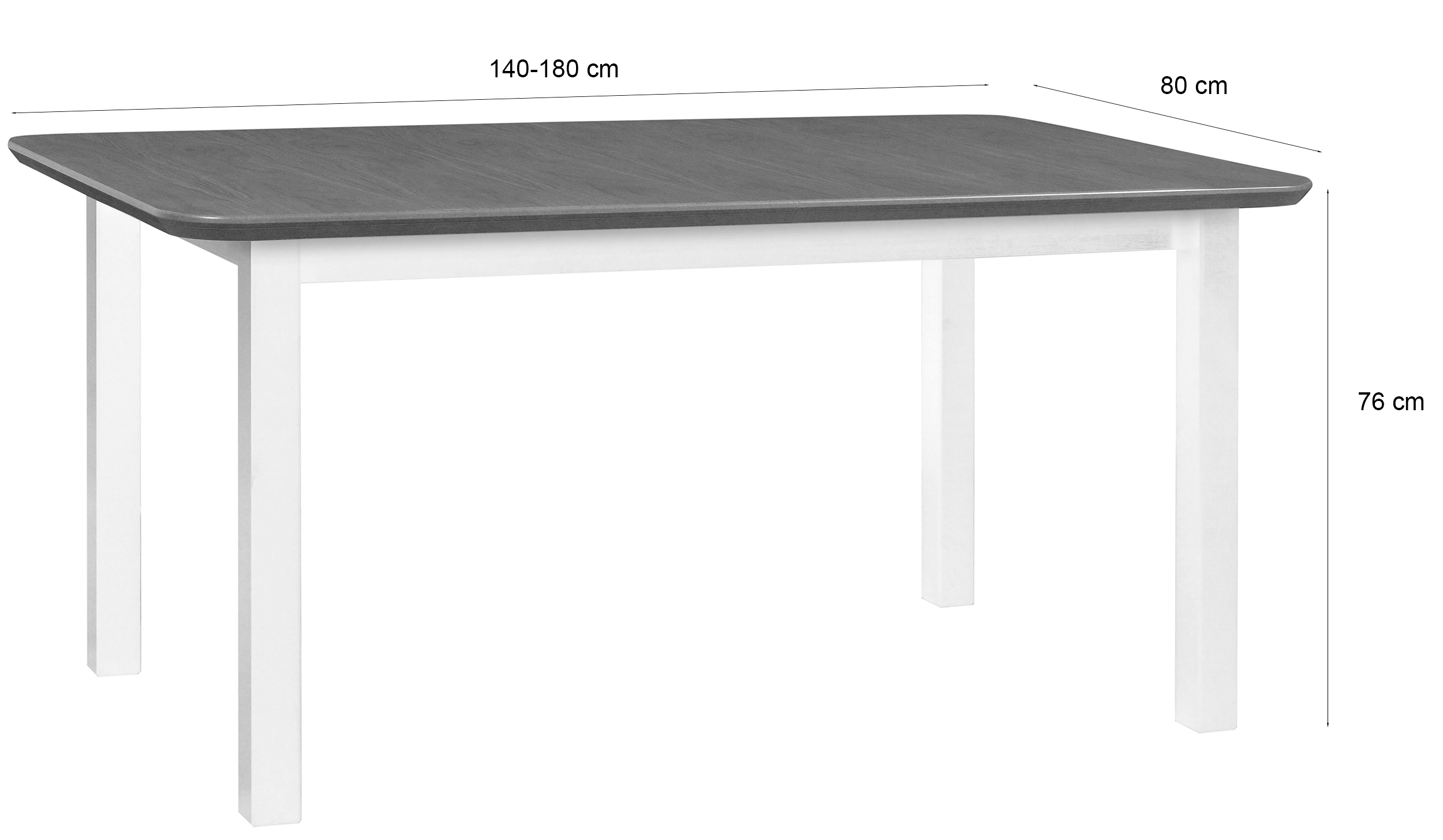 Stół drewniany do jadalni rozkładany Cobride 140-180x80 cm biały/dąb naturalny