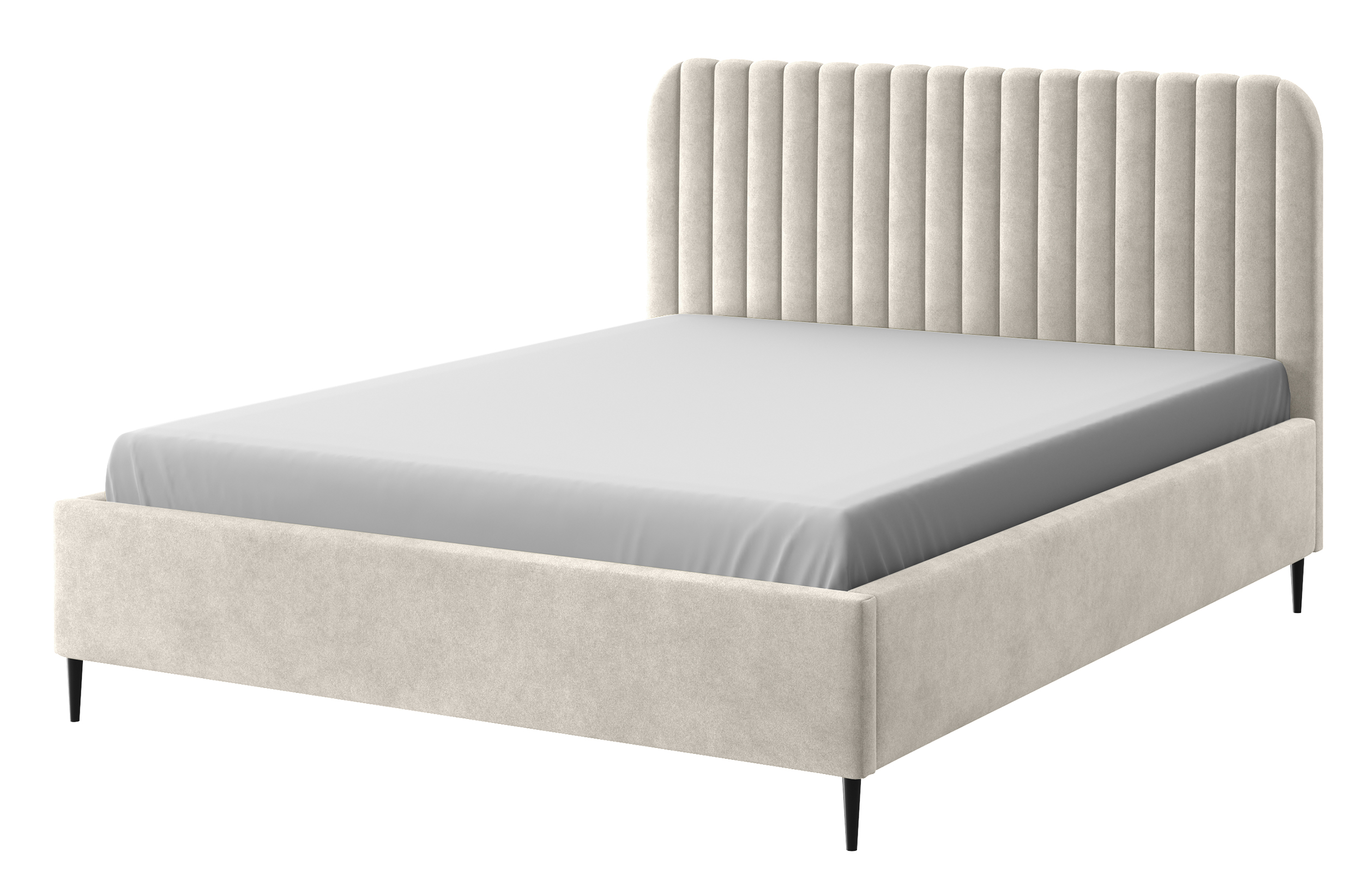 Łózko tapicerowane Rosillo beżowe 160x200 stelaż metalowy welur - zdjęcie 1