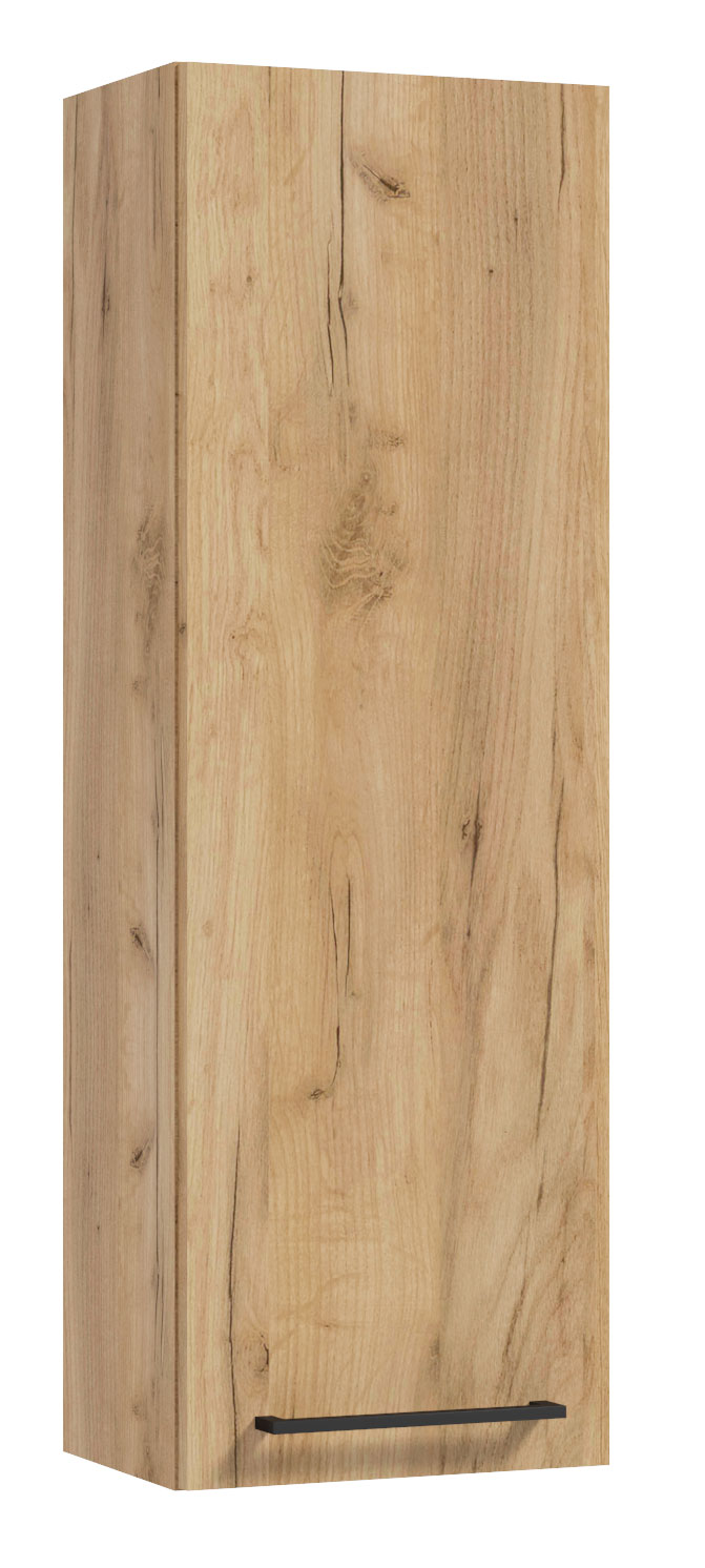 Szafka łazienkowa wysoka Modullac 30 cm wisząca dąb craft złoty z czarnym uchwytem - zdjęcie 1