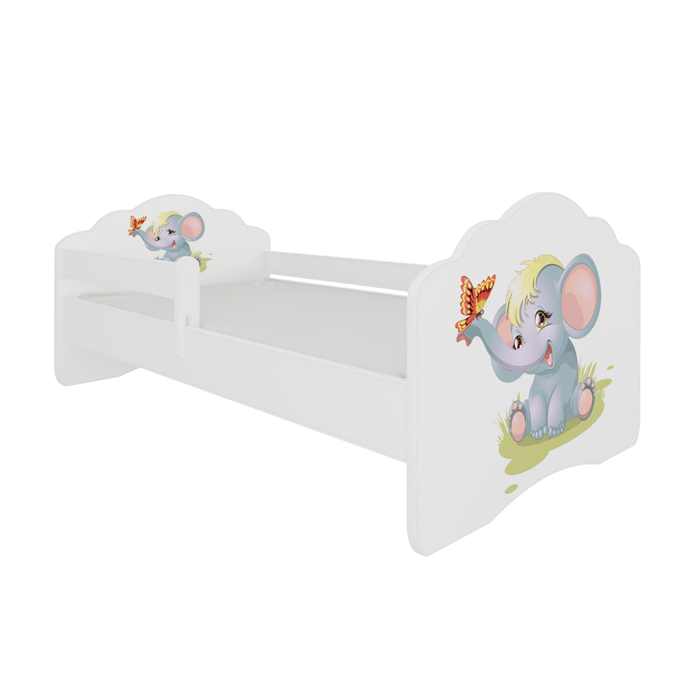 Łóżko dziecięce Sissa 140x70 cm Słonik z barierką - zdjęcie 1
