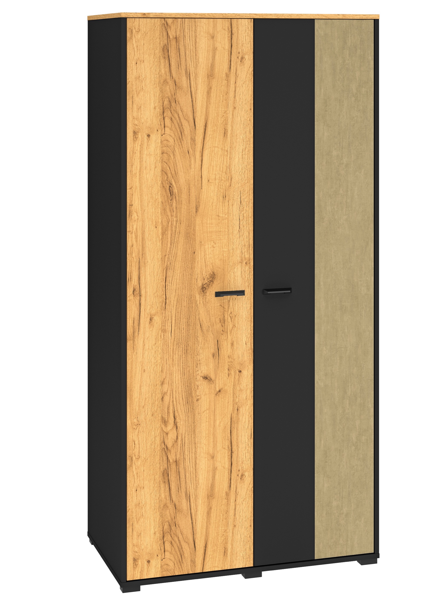 Szafa młodzieżowa dwudrzwiowa Colt z drążkami i półkami 90 cm dąb craft/czarny/stal - zdjęcie 1
