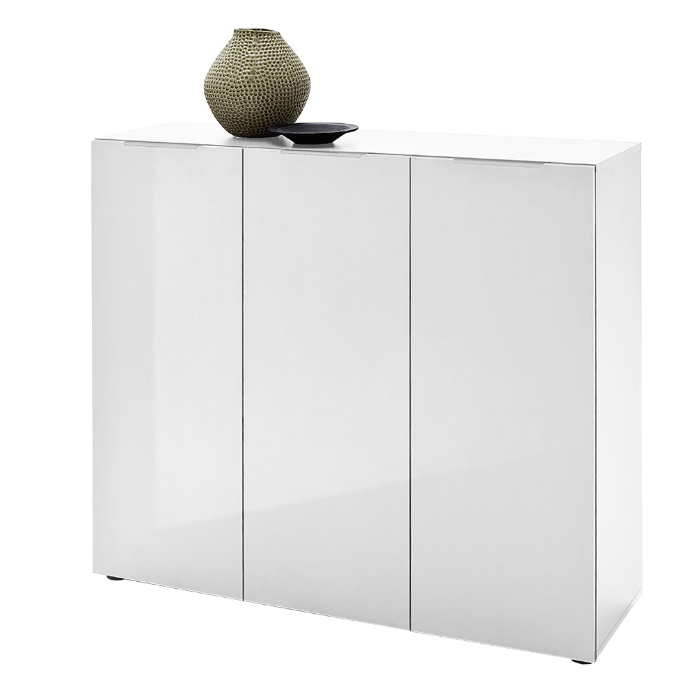 Komoda Valentim trzydrzwiowa biały połysk - zdjęcie 1