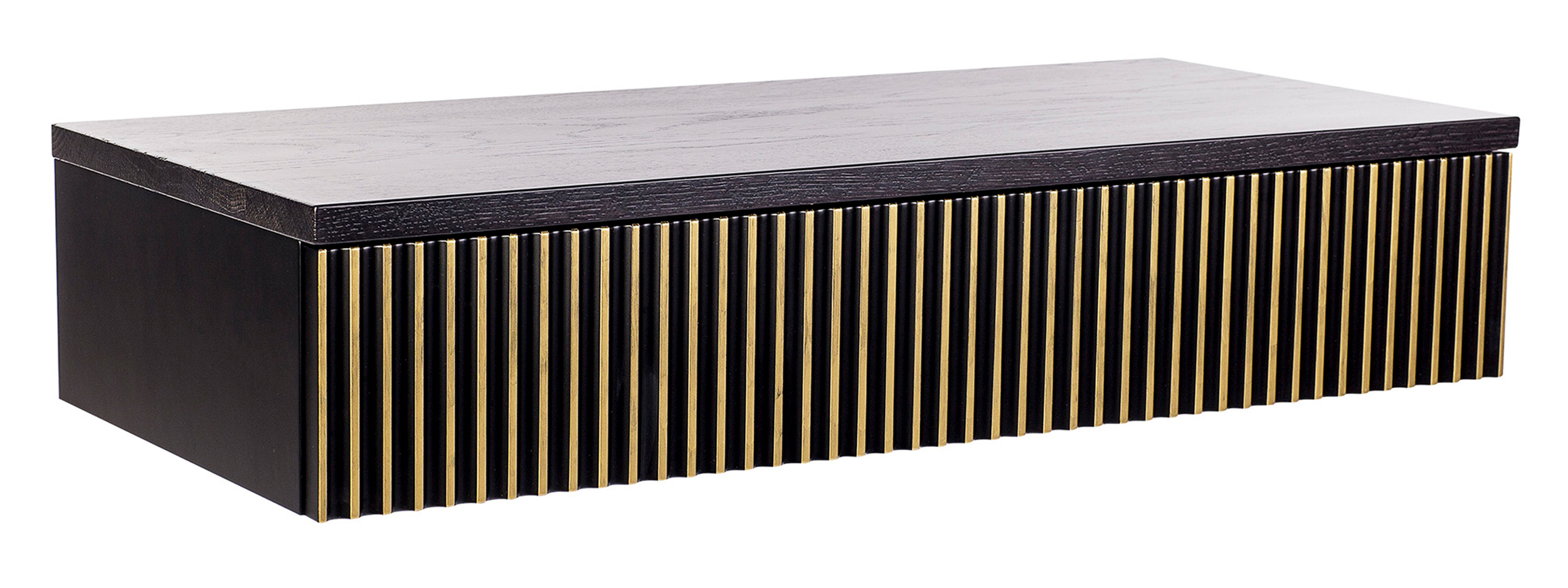 Toaletka Lonidos 70x35 cm  wisząca czarna/złota z czarnym dębowym blatem lamele - zdjęcie 1