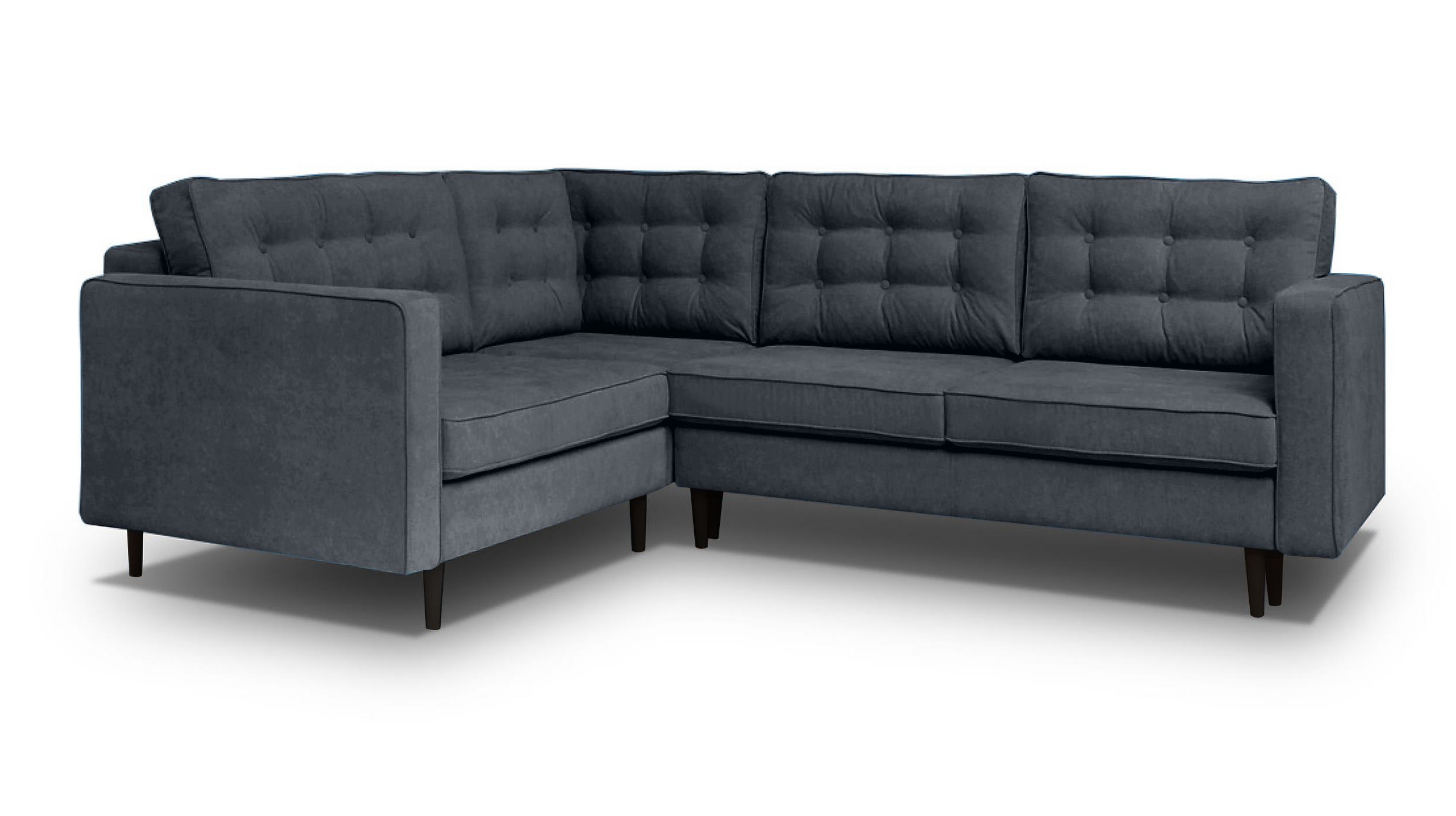 Narożnik z funkcją spania Juttic 250 cm L-kształtny z pojemnikiem grafitowy plecionka hydrofobowa lewostronny - zdjęcie 1