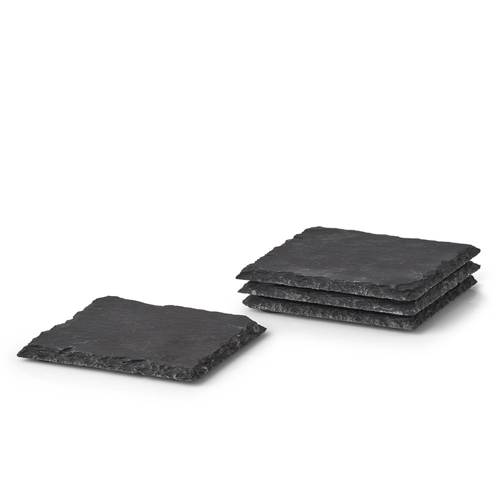 Zestaw czterech podkładek pod kubki Kaste z kamienia czarne - zdjęcie 1