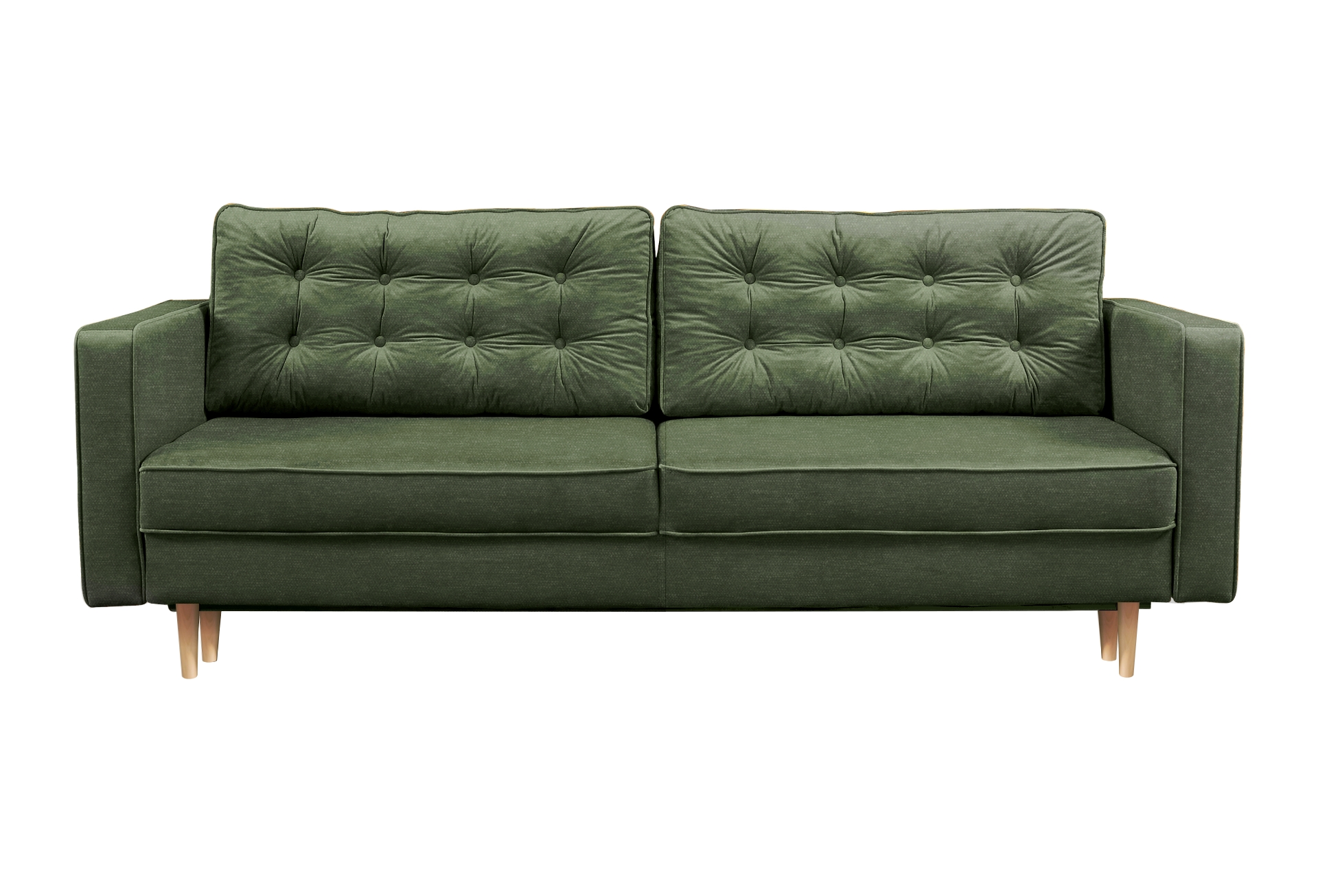 Kanapa rozkładana trzyosobowa Juttic z pojemnikiem oliwkowa plecionka hydrofobowa - zdjęcie 1