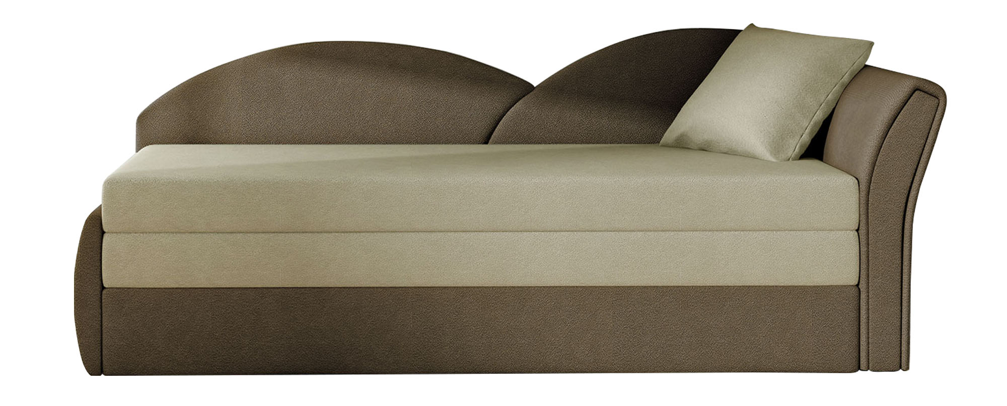 Kanapa rozkładana Adel z pojemnikiem beżowa / brązowa prawostronna - zdjęcie 1