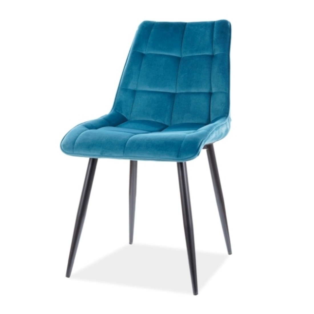 Krzesło tapicerowane Briare turkusowe na srebrnych nóżkach