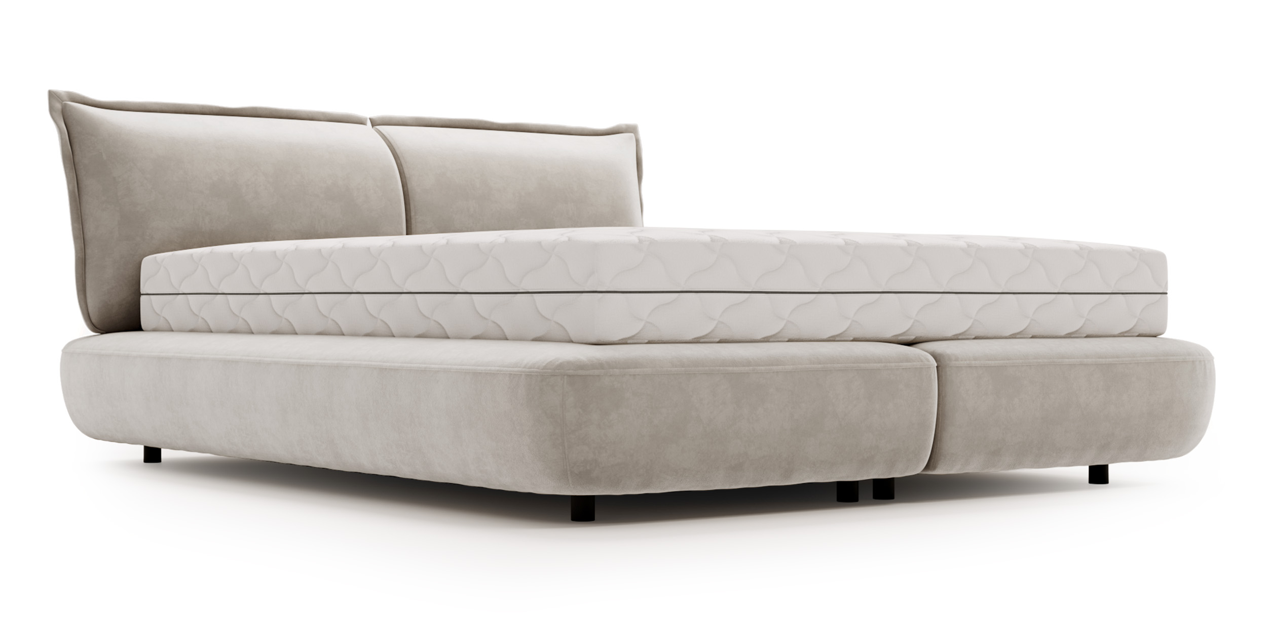 Łóżko tapicerowane 160x200 cm Borbela kremowe łatwoczyszczące - zdjęcie 1