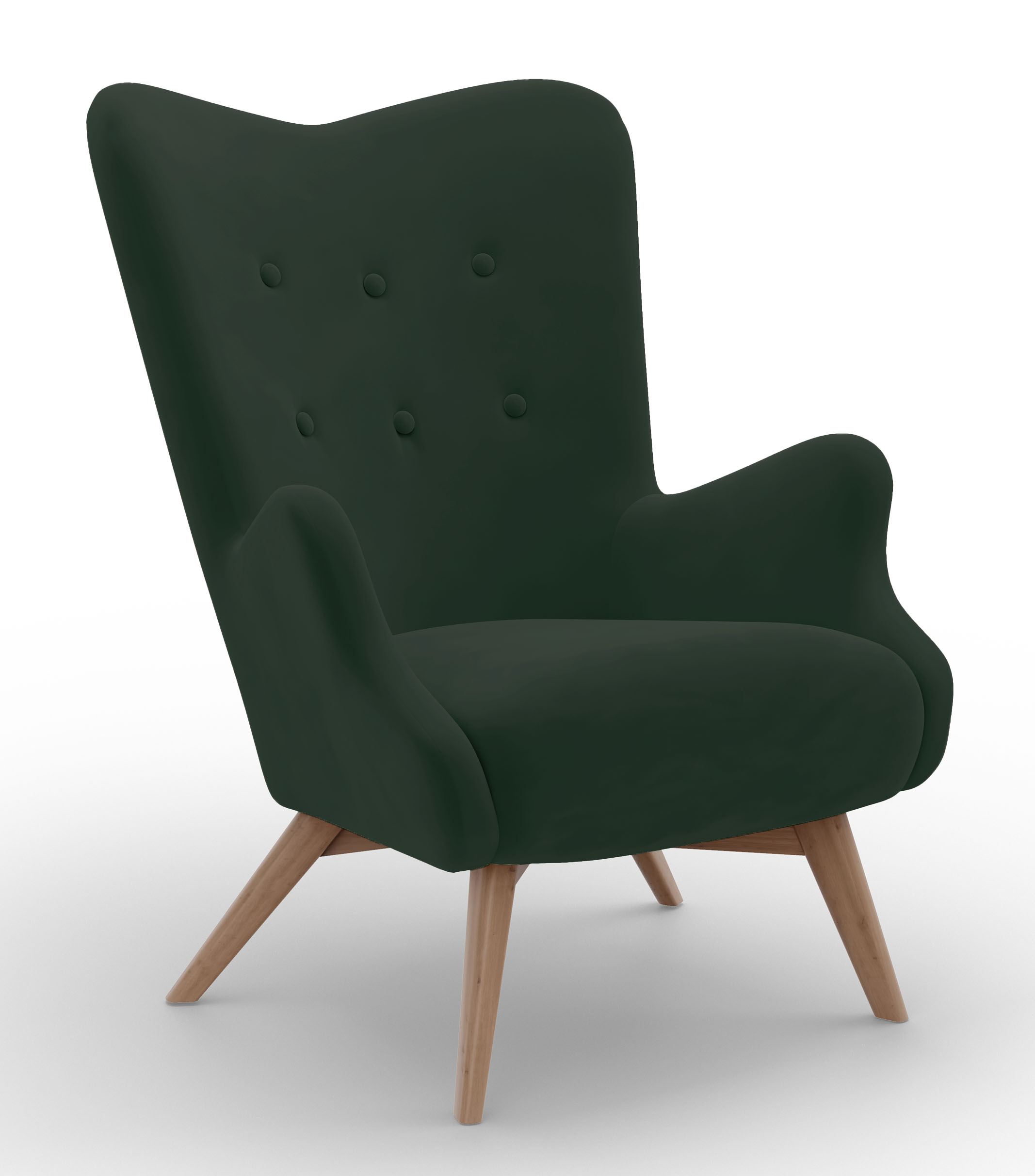 Fotel wypoczynkowy uszak Owlly butelkowa zieleń welur - zdjęcie 1