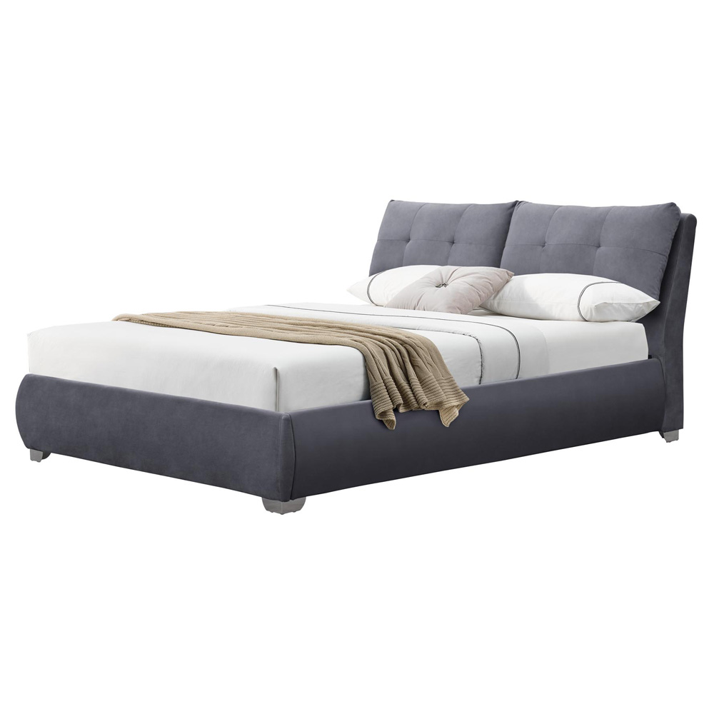 Łóżko tapicerowane z pojemnikiem Katela 160 x200 cm popielate - zdjęcie 1