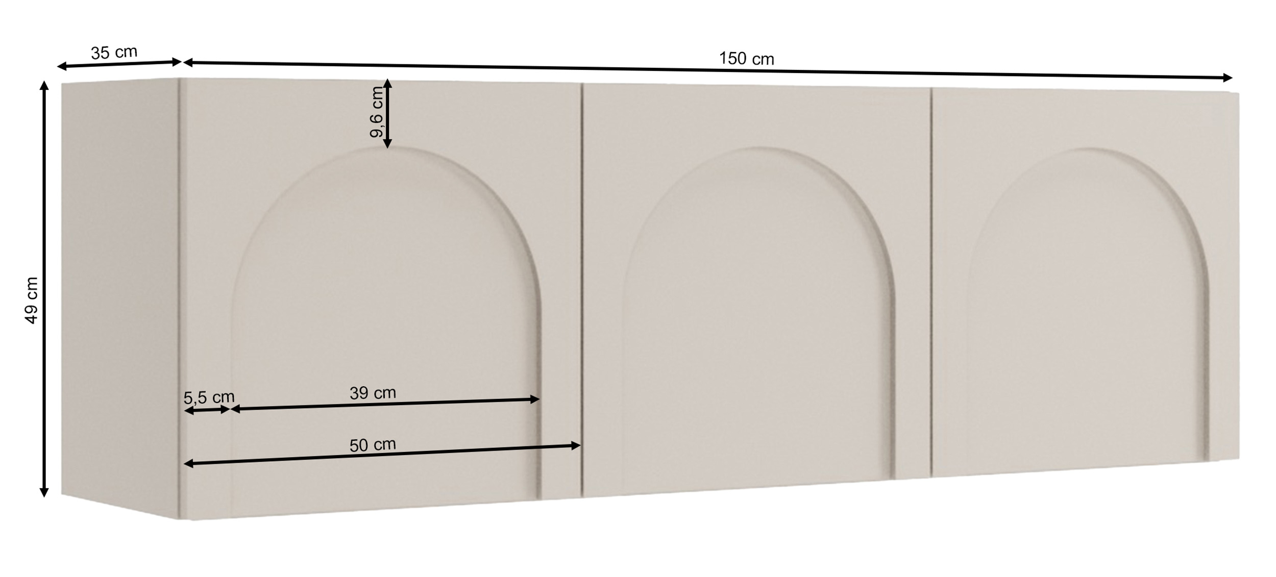 Szafka RTV Arkadia trzydrzwiowa z frezowanymi frontami 150 cm kaszmir