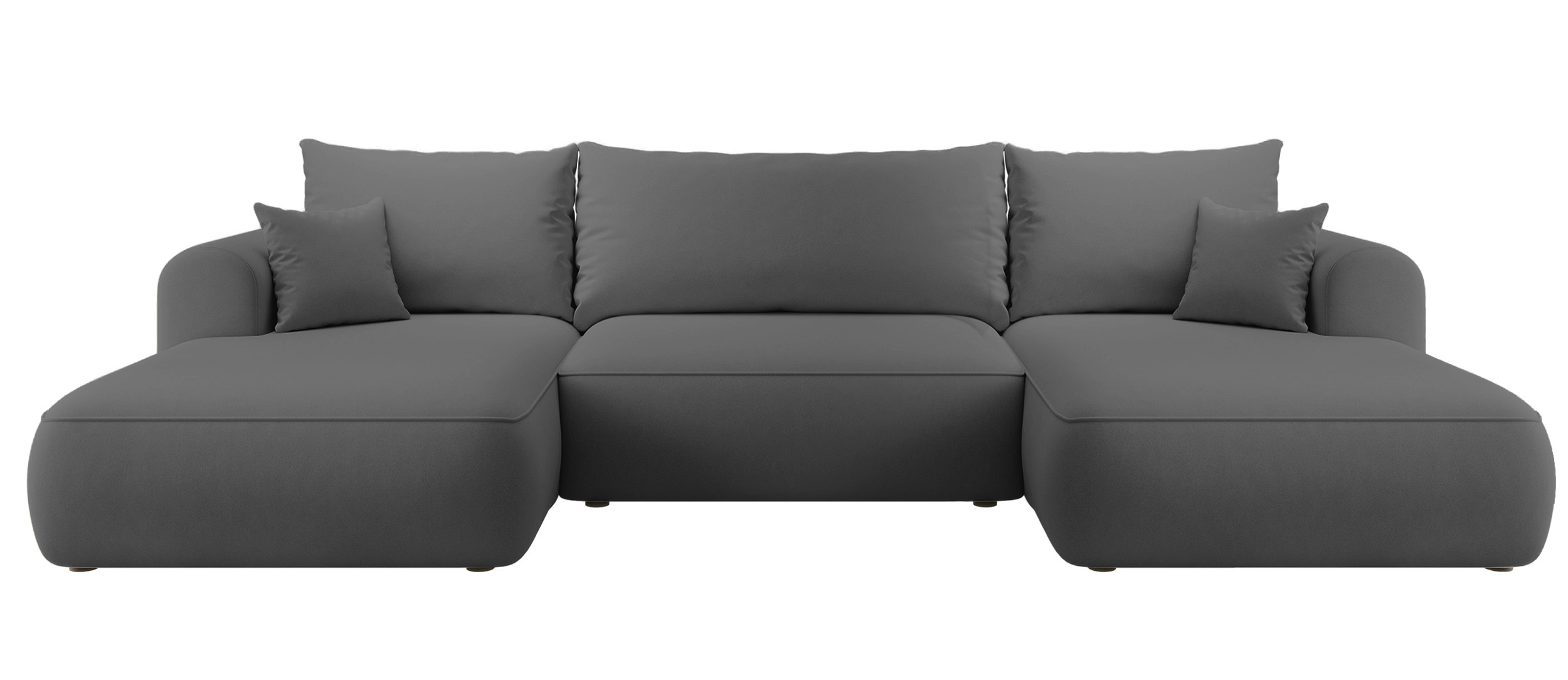 Narożnik z funkcją spania Ovo U-kształtny z pojemnikiem ciemnoszary welur łatwoczyszczący uniwersalny