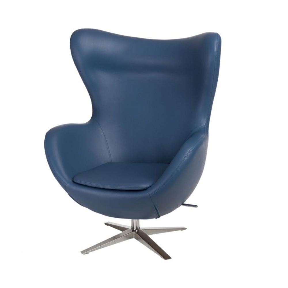 Fotel Jajo ekoskóra niebieska