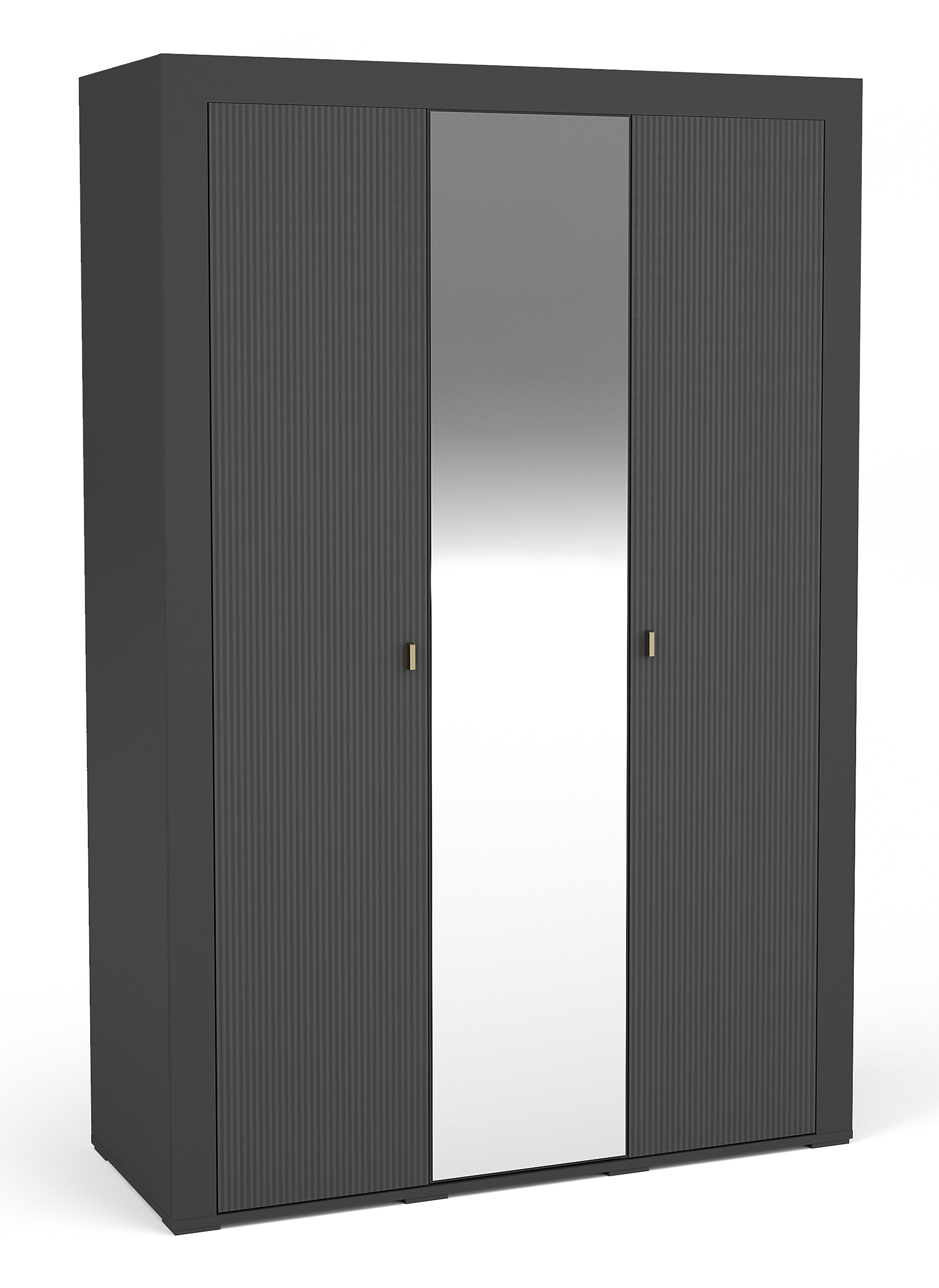 Szafa trzydrzwiowa Lammila z lustrem 132 cm czarny - zdjęcie 1