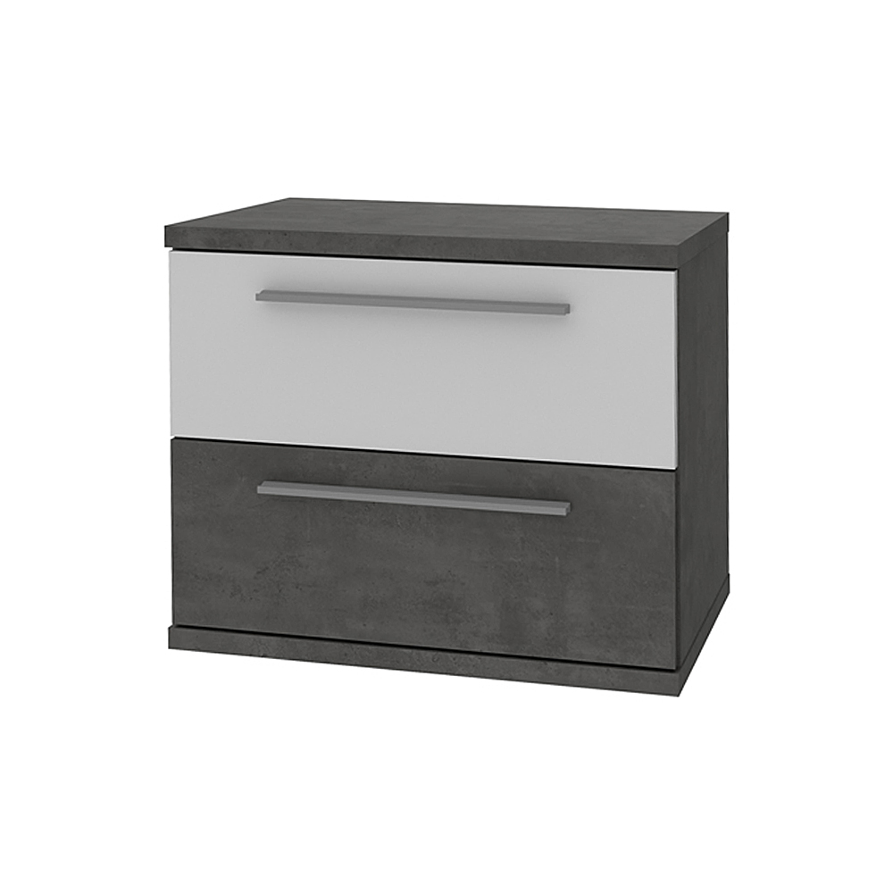 Szafka nocna z dwiema szufladami Julietta beton-biały połysk - zdjęcie 1