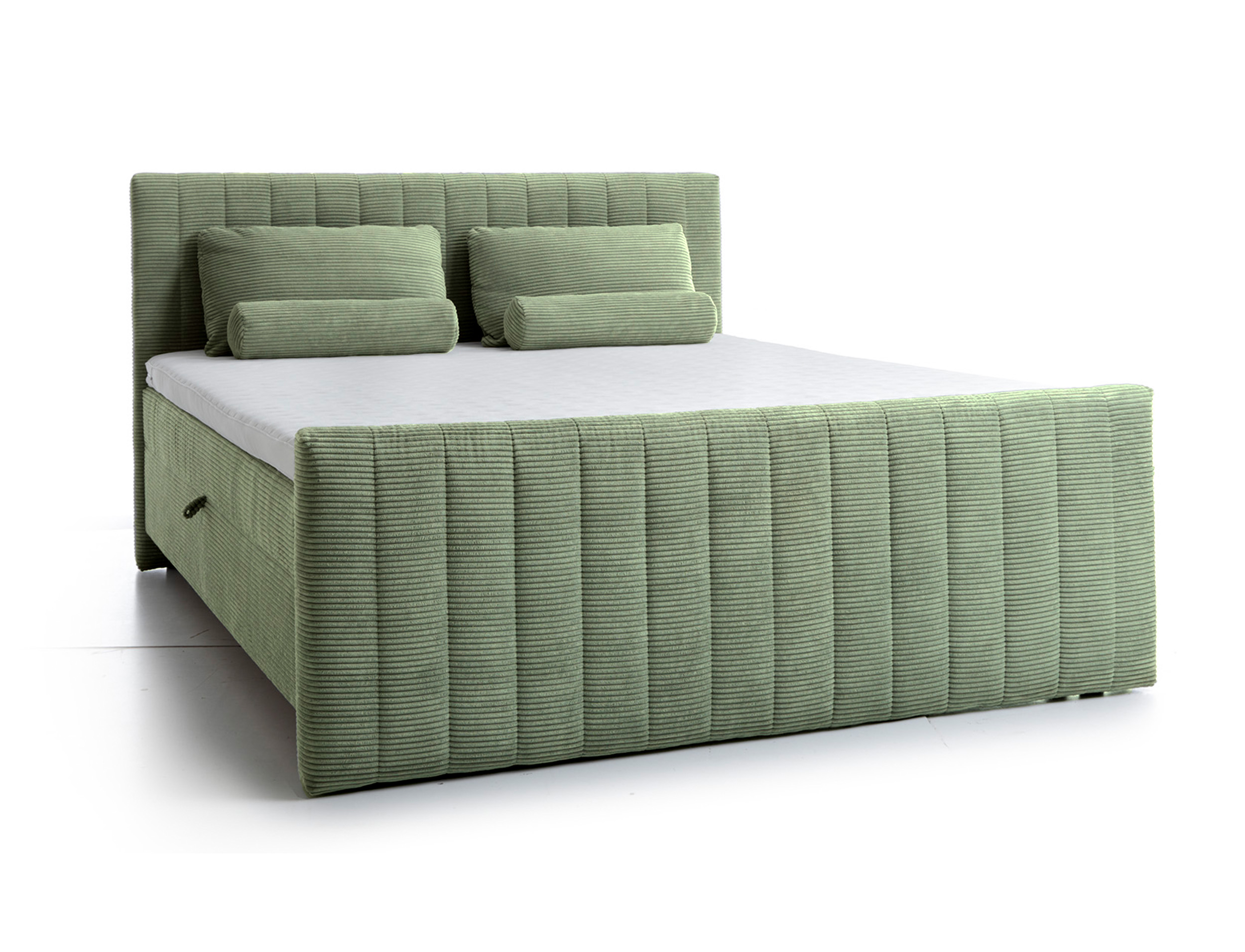 Łóżko kontynentalne Lullabino 180x200 cm z pojemnikami i topperem szałwiowe sztruks - zdjęcie 1