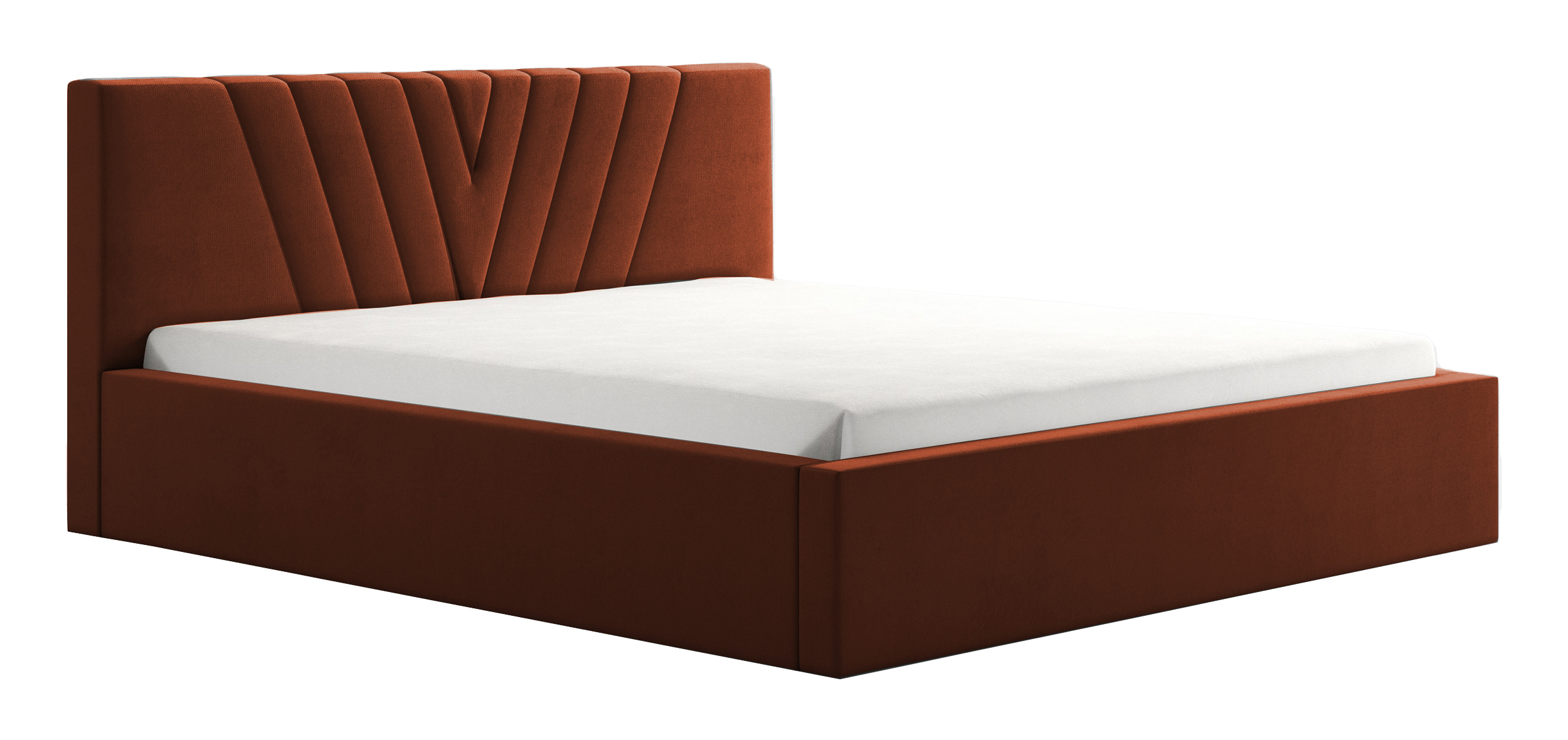 Łóżko tapicerowane 180x200 cm Triverno z pojemnikiem stelaż metalowy miedziane - zdjęcie 1