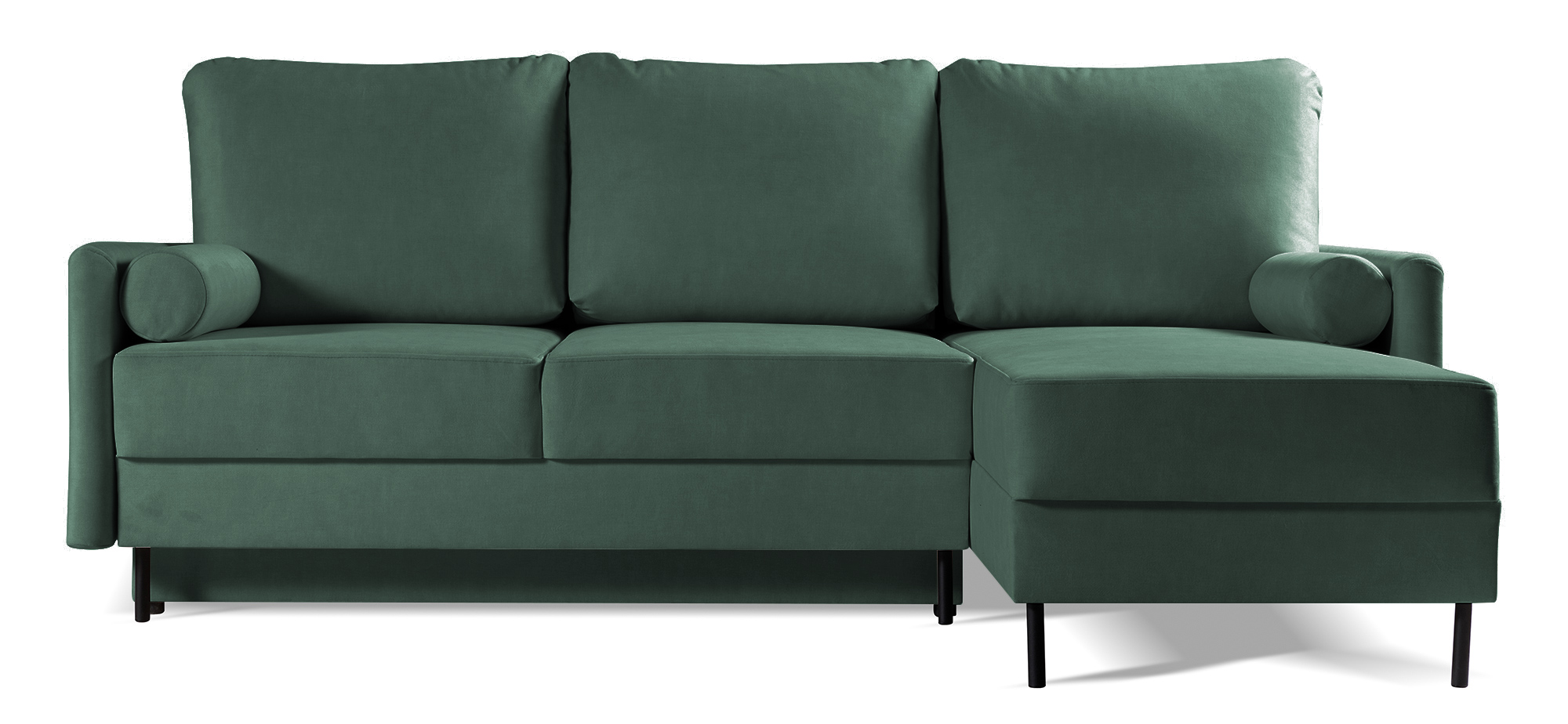 Narożnik z funkcją spania Tomonde L-kształtny z pojemnikiem uniwersalny szmaragdowy welur łatwoczyszczący