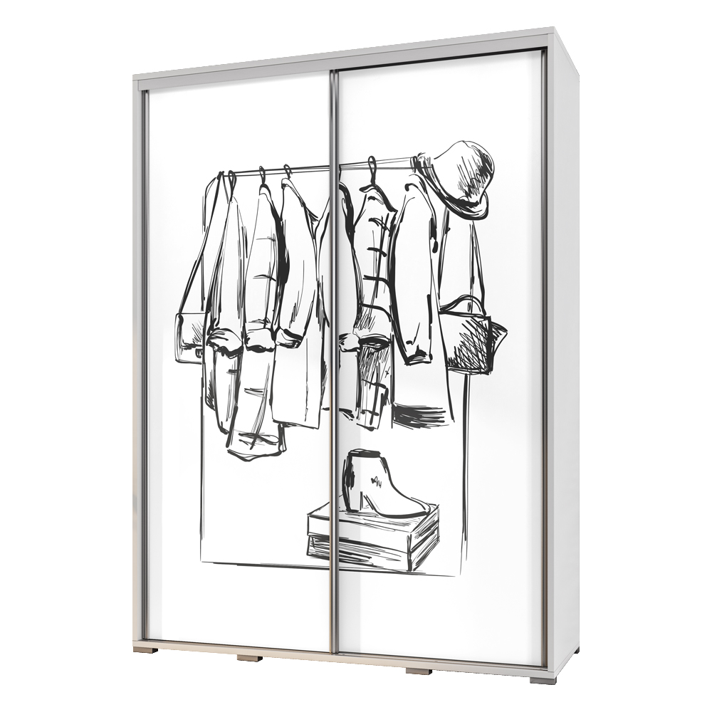 Szafa przesuwna Wenecja 155 cm Rysunkowa Garderoba - zdjęcie 1