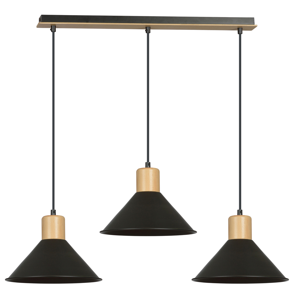 Lampa wisząca Rawn x3 stożek 86 cm czarna - zdjęcie 1