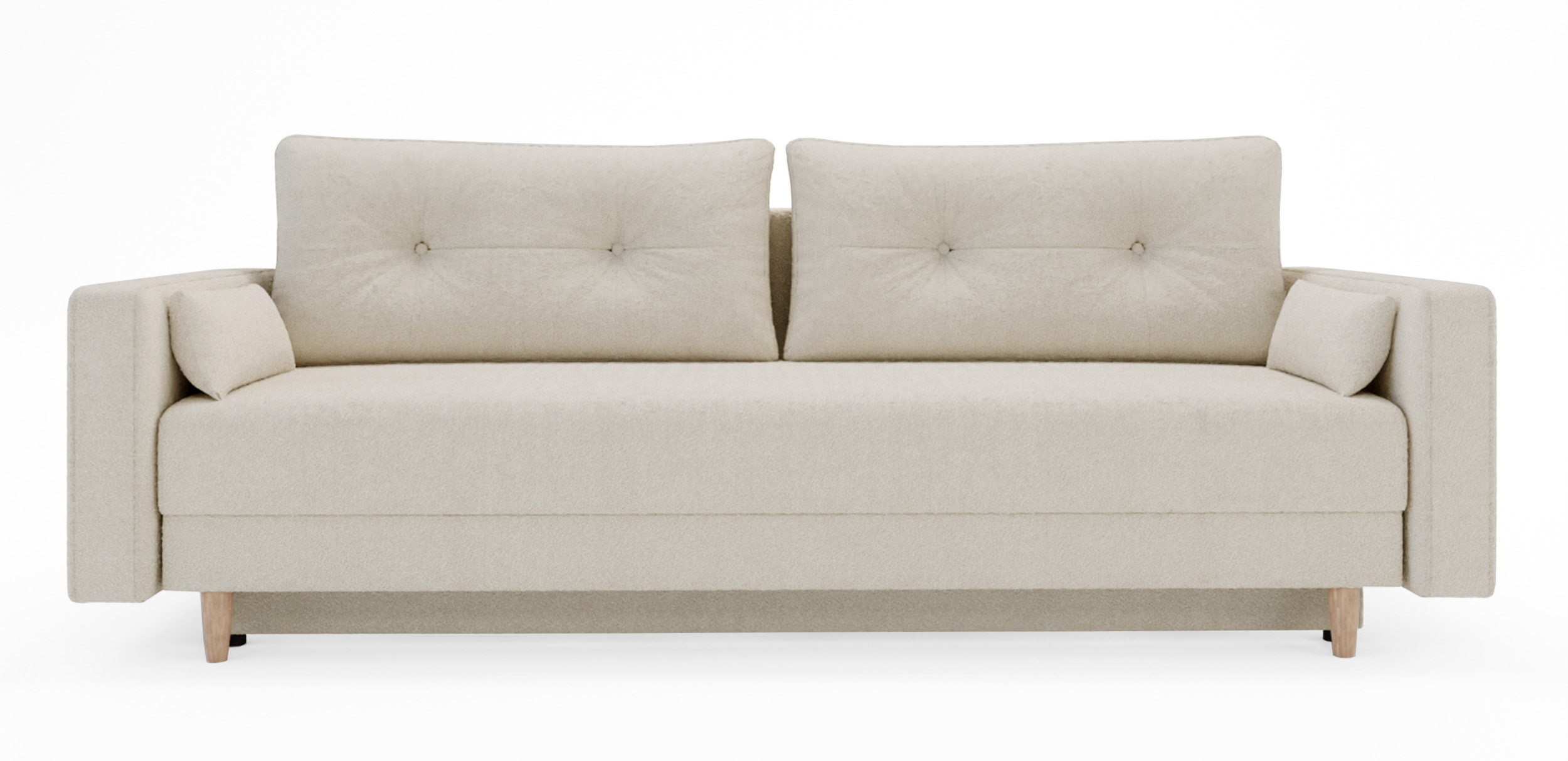 Kanapa rozkładana trzyosobowa Pollenso z pojemnikiem jasnobeżowy boucle - zdjęcie 1