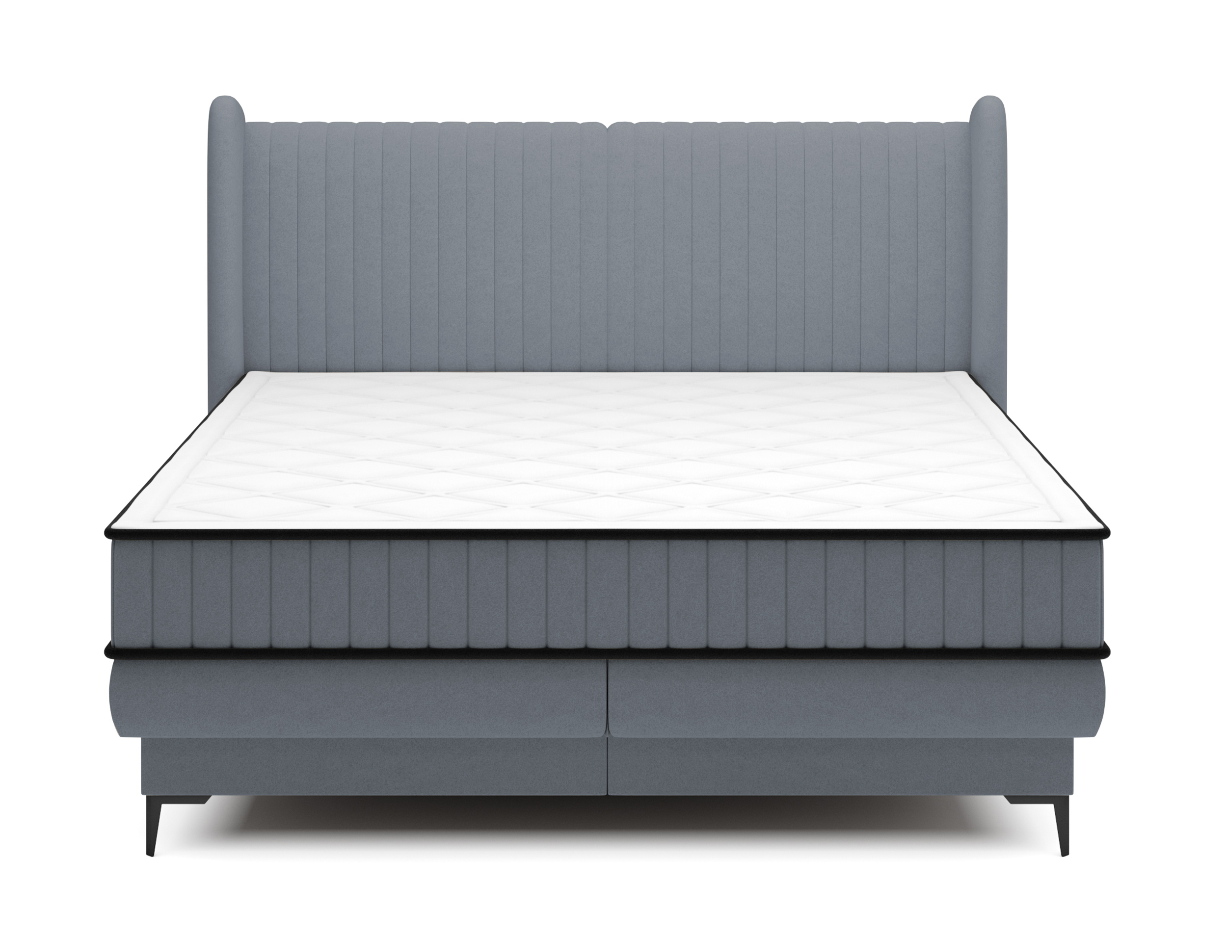 Łóżko kontynentalne 160x200 cm Daliano z pojemnikiem grafitowy welur - zdjęcie 1