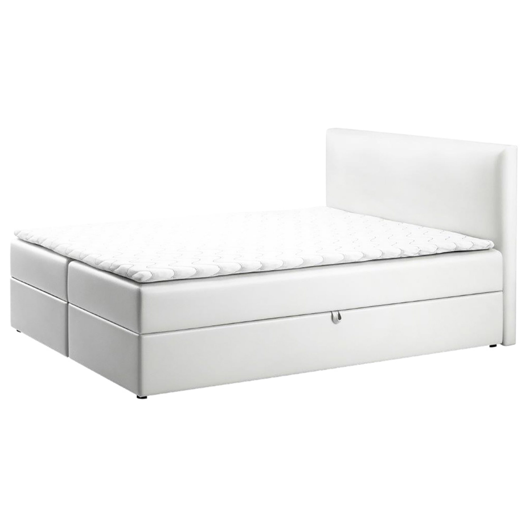 Łóżko kontynentalne 180x200 cm Argentera z pojemnikami biała ekoskóra - zdjęcie 1