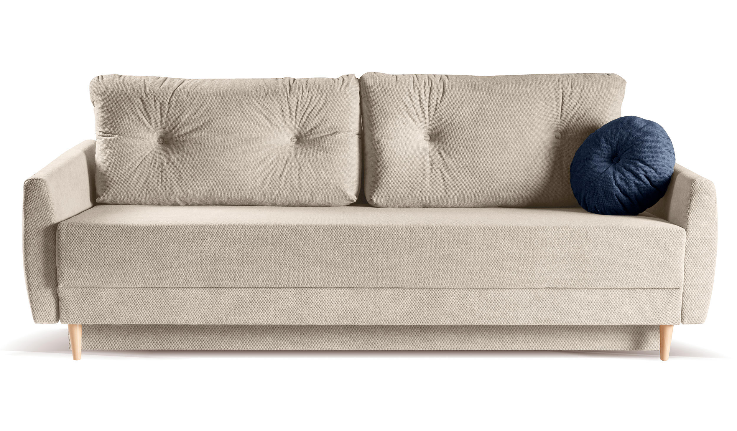 Kanapa trzyosobowa Hollea z funkcją spania Curio kremowa plecionka - zdjęcie 1