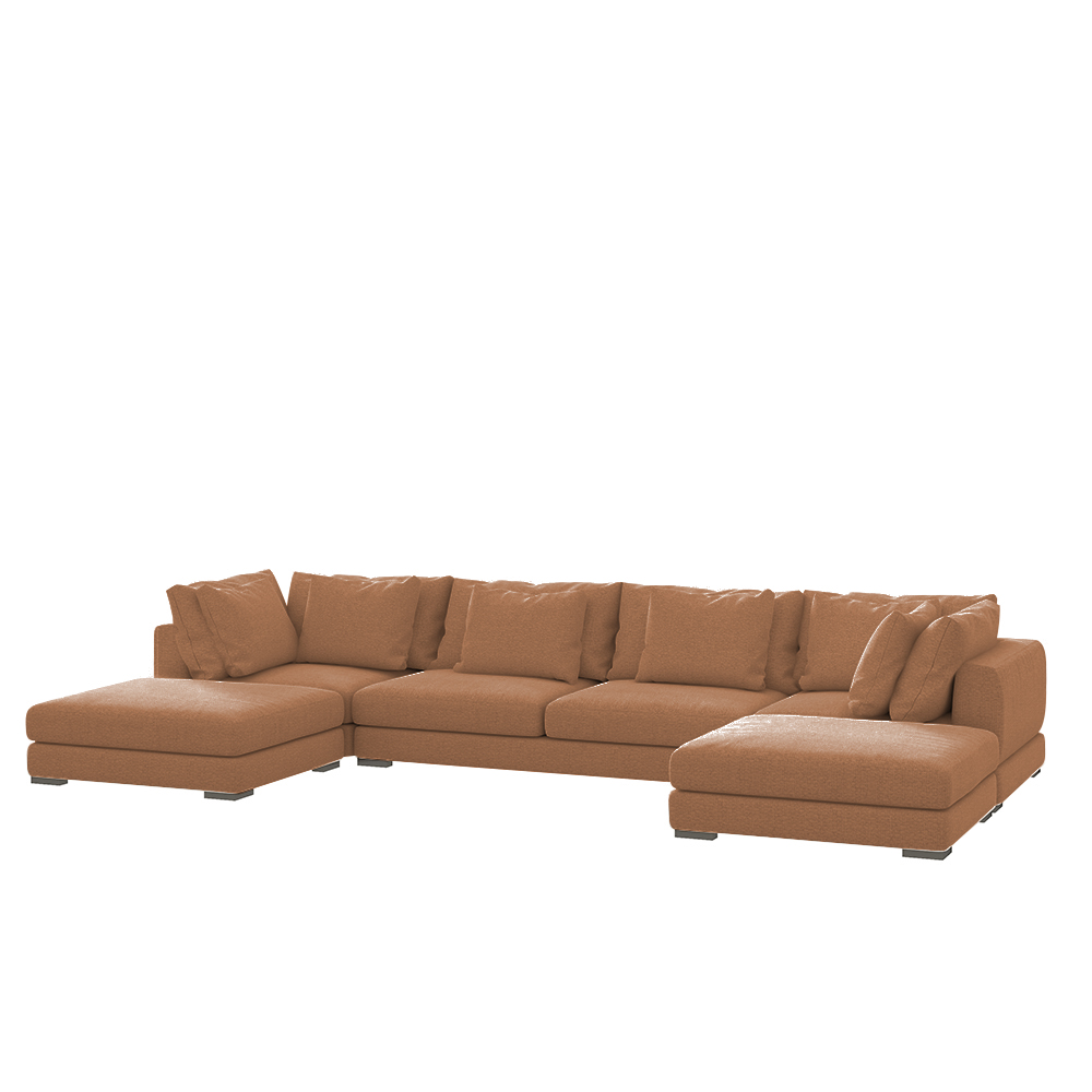 Narożnik modułowy Mia U-kształtny miedziany w tkaninie łatwoczyszczącej