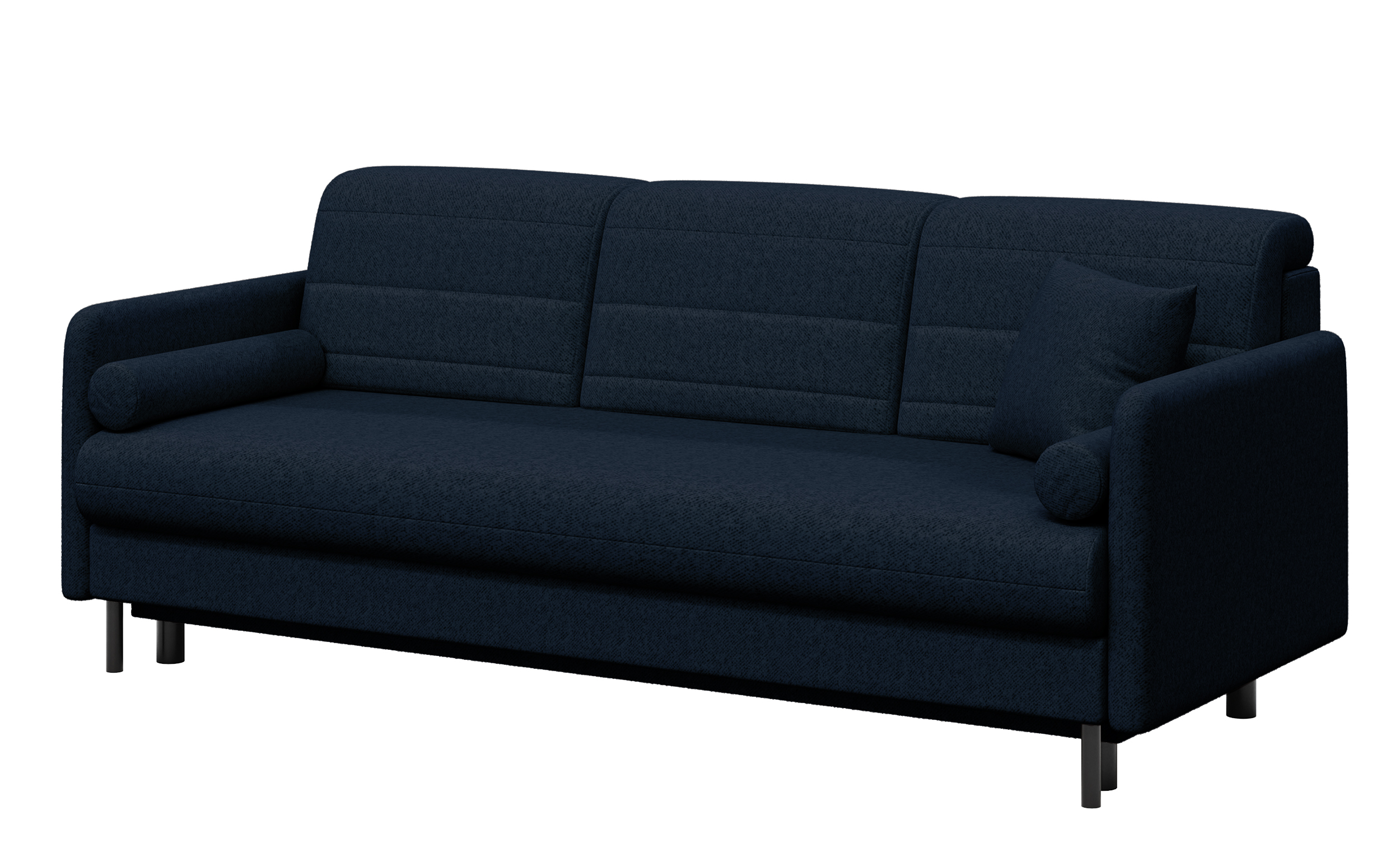 Kanapa rozkładana trzyosobowa Alto z pojemnikiem ciemnoniebieska welur hydrofobowy - zdjęcie 1