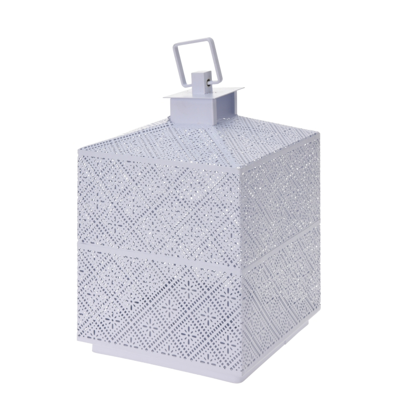 Latarenka metalowa 21 cm biała - zdjęcie 1