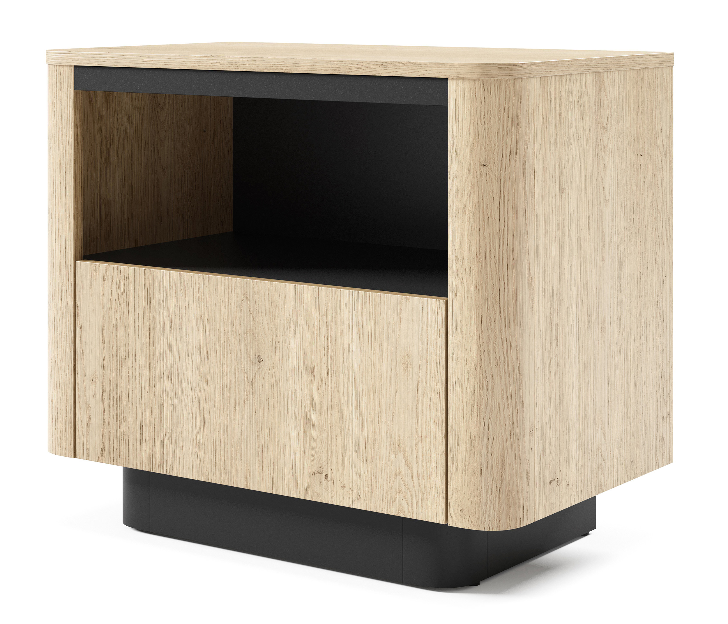 Szafka nocna Torro z szufladą 63 cm dąb cremona/czarny na cokole - zdjęcie 1