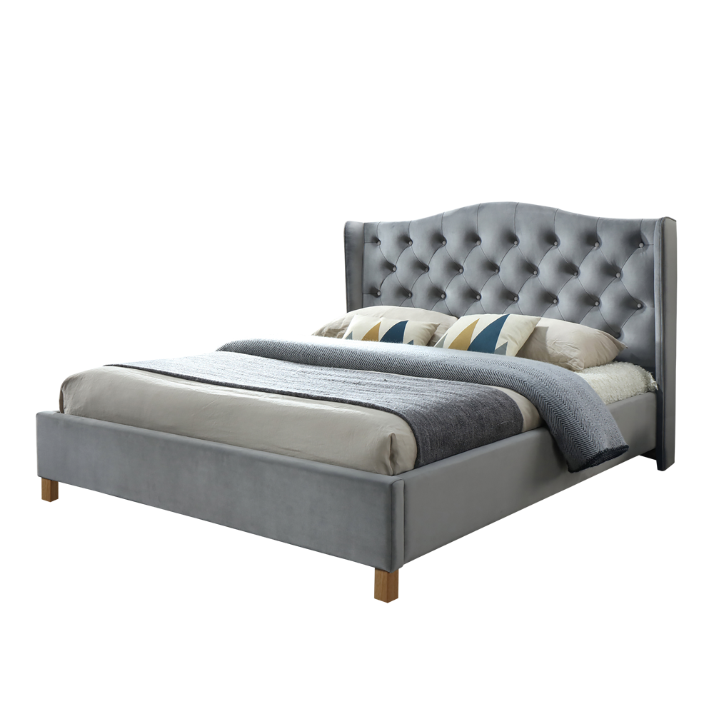 Łóżko tapicerowane Balmore 160x200 cm szary velvet - zdjęcie 1