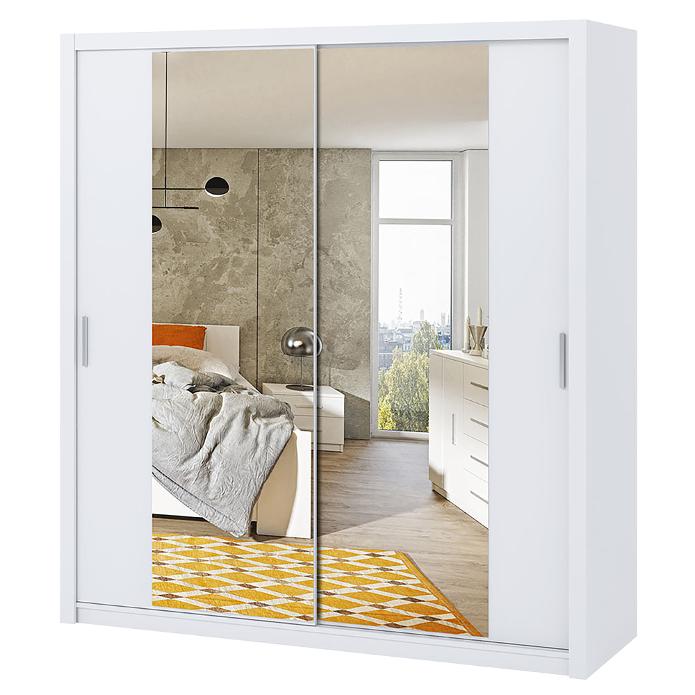 Szafa Rinker 200 cm z lustrem Biały  - zdjęcie 1