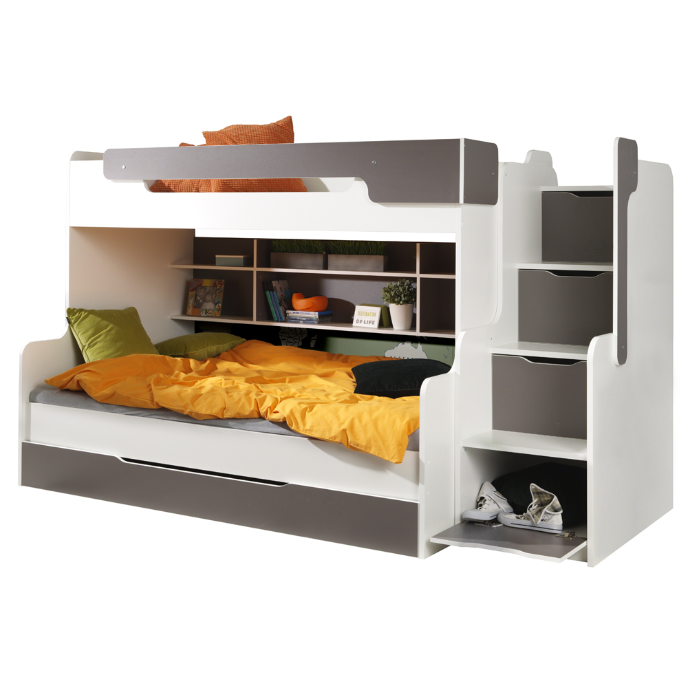 Łóżko piętrowe z dwoma posłaniami Ferreros z szufladą i schowkami - zdjęcie 1