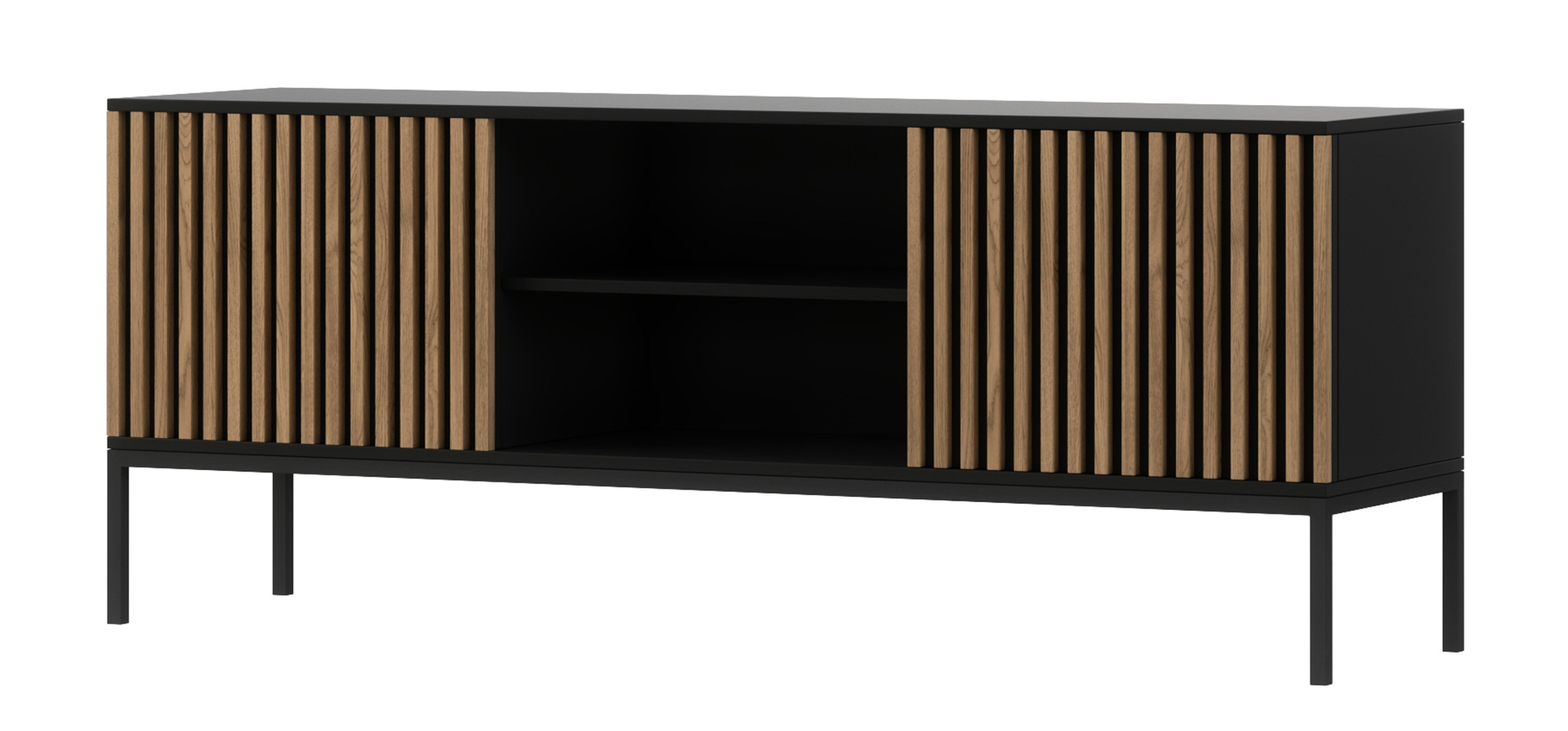 Szafka RTV Kastano dwudrzwiowa 150 cm Czarna/Dąb artisan  - zdjęcie 1