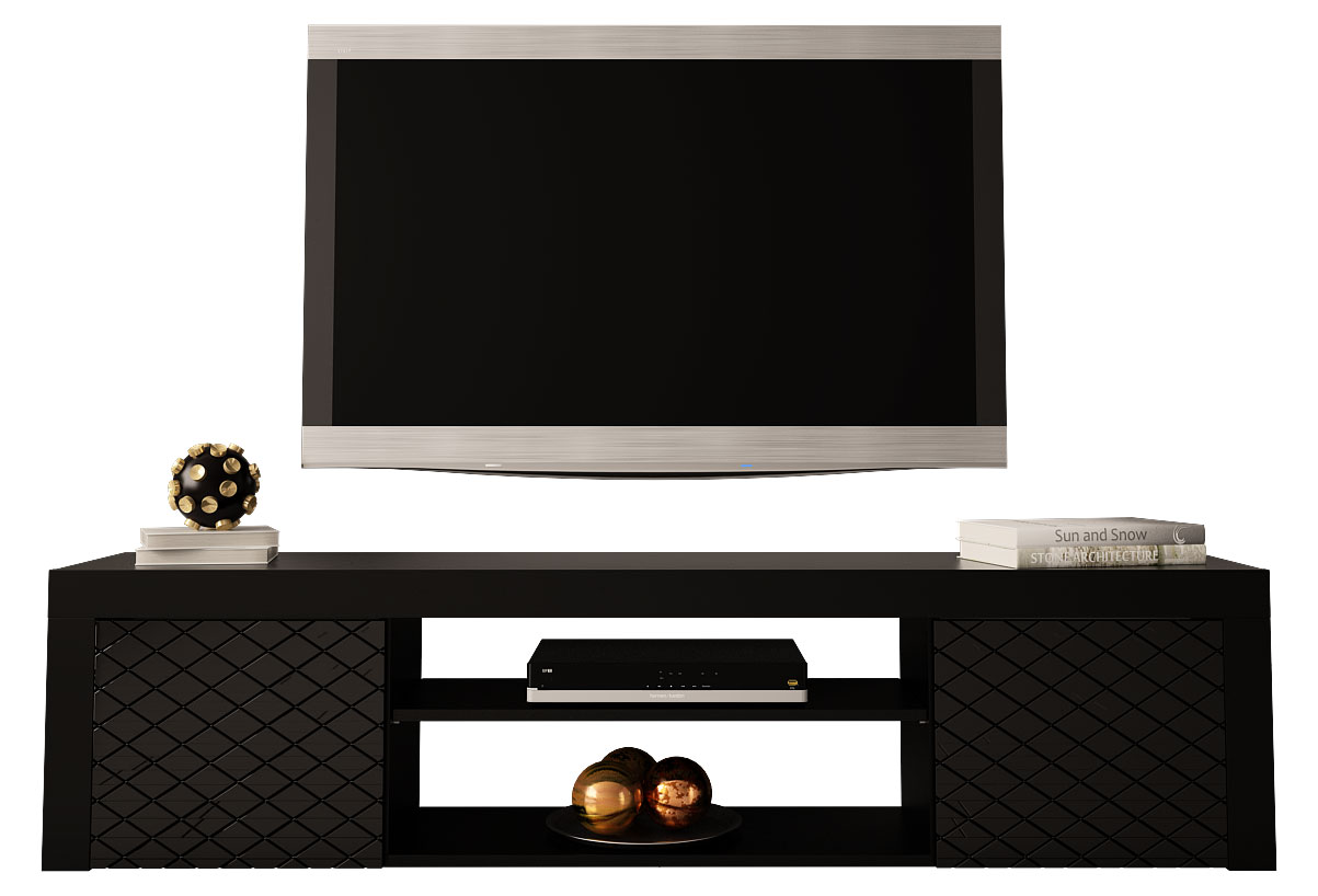 Szafka RTV Elmali 180 cm czarny mat / czarny połysk - zdjęcie 1