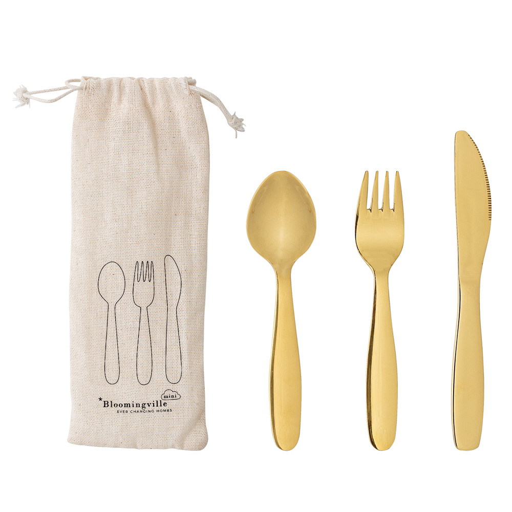 Komplet sztućców dla dzieci Mallow złote - zdjęcie 1