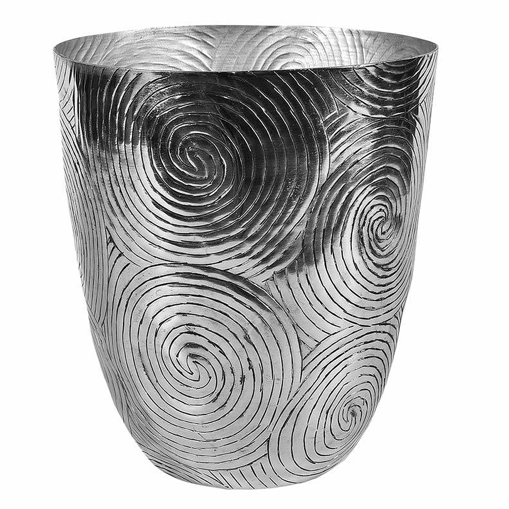 Osłonka na doniczkę Arelin z tłoczonym wzorem srebrna średnica 27 cm - zdjęcie 1