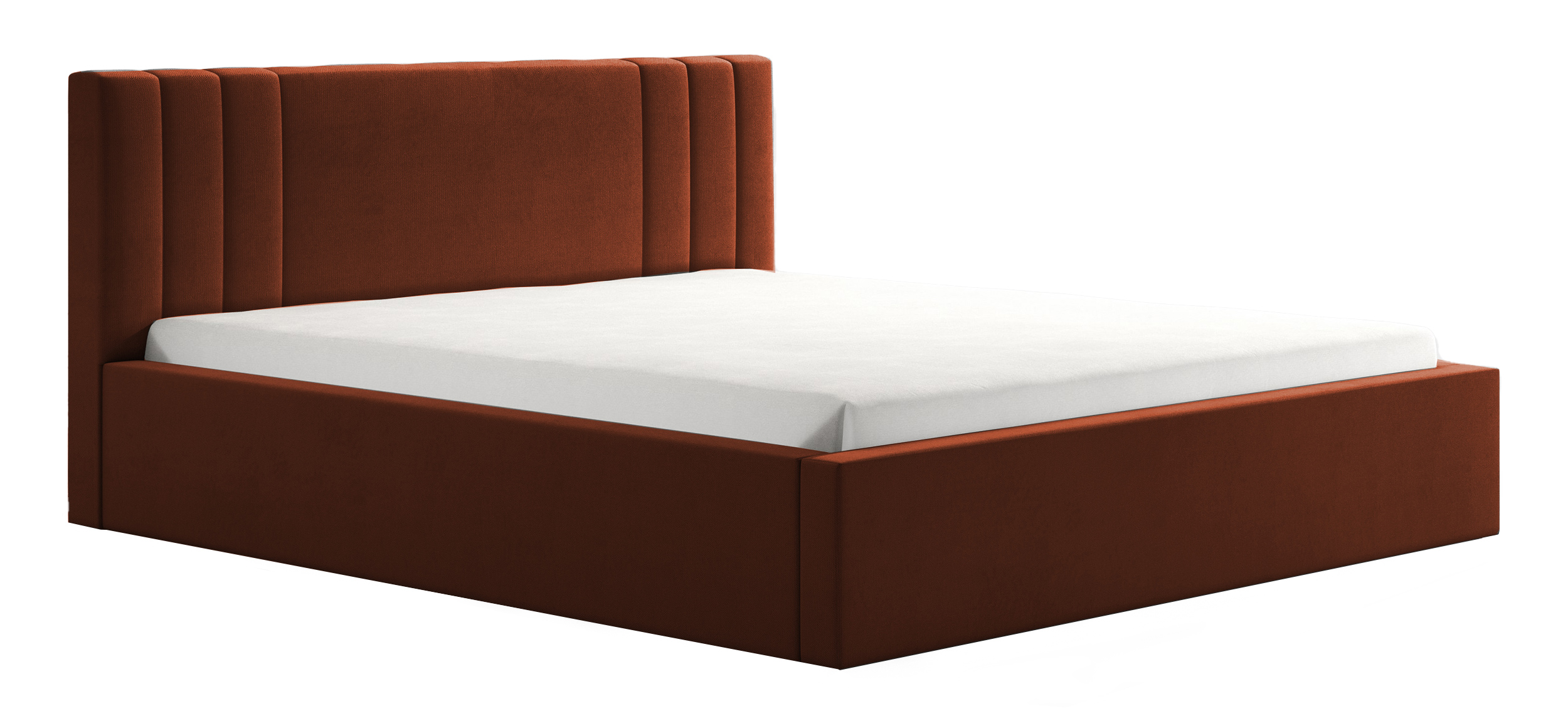 Łóżko tapicerowane 180x200 cm Lentella z pojemnikiem stelaż metalowy miedziane - zdjęcie 1