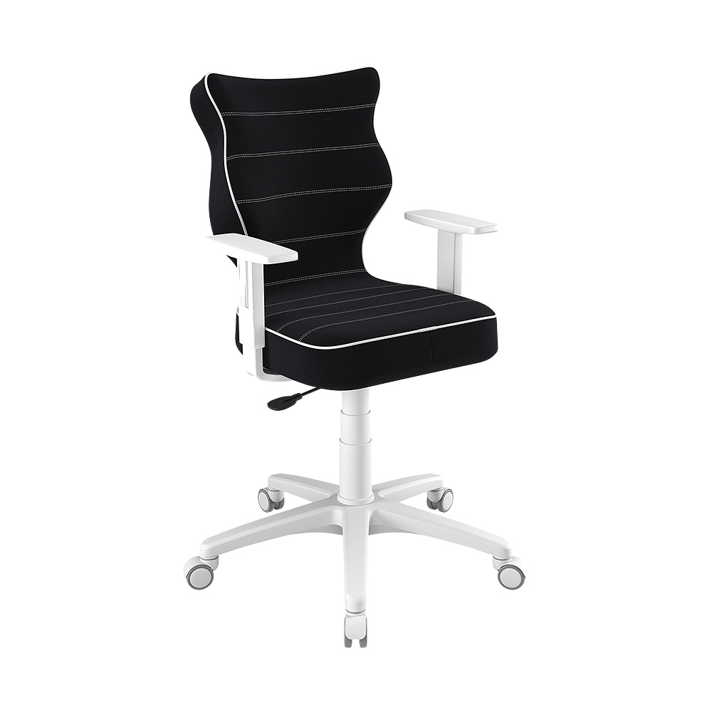 Krzesło biurowe Duo czarne w tkaninie trudnopalnej na białej podstawie - zdjęcie 1