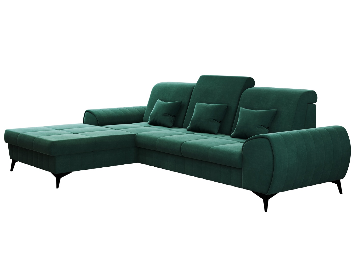 Narożnik z funkcją spania Forsivo L-kształtny z pojemnikiem zielony lewostronny - zdjęcie 1