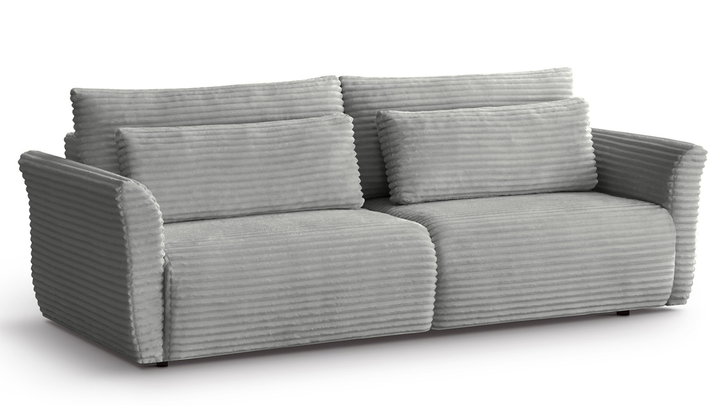 Kanapa rozkładana trzyosobowa Empewo z pojemnikiem jasnoszara sztruks  - zdjęcie 1