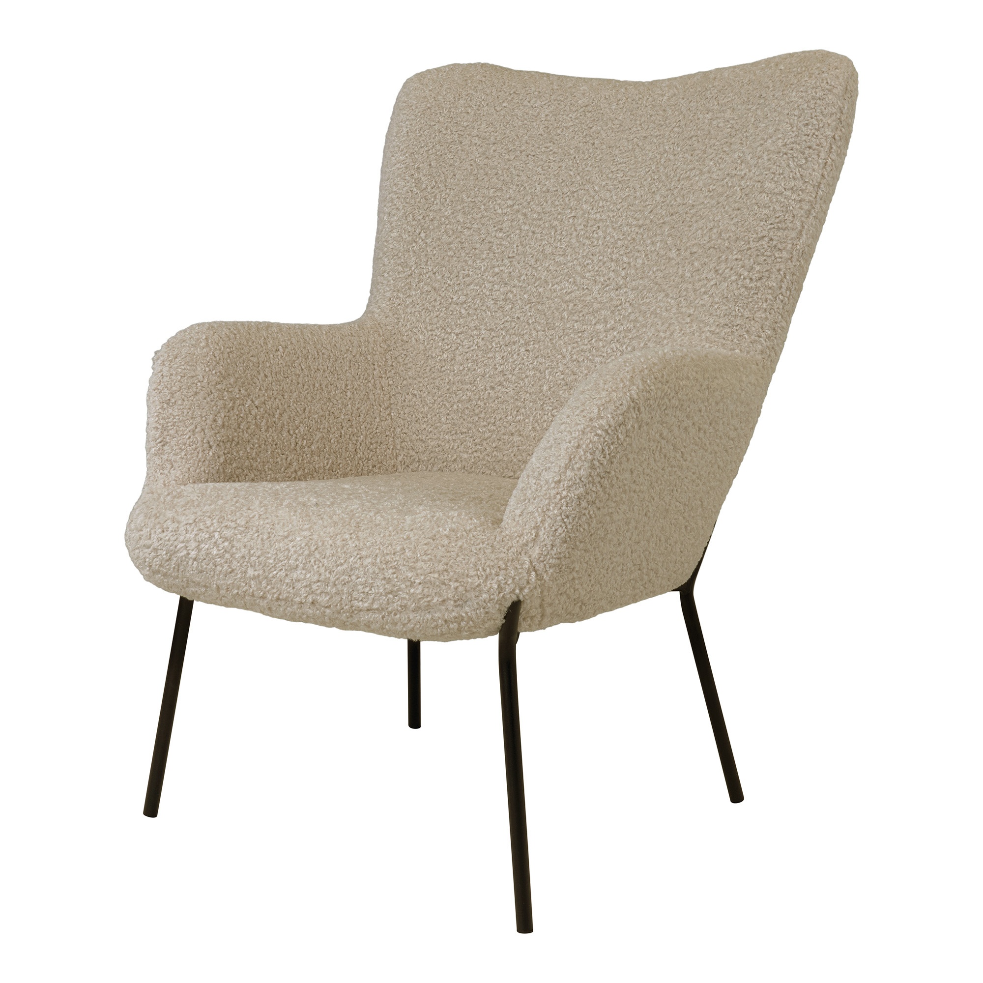 Fotel uszak Glaber beżowa tkanina boucle baranek